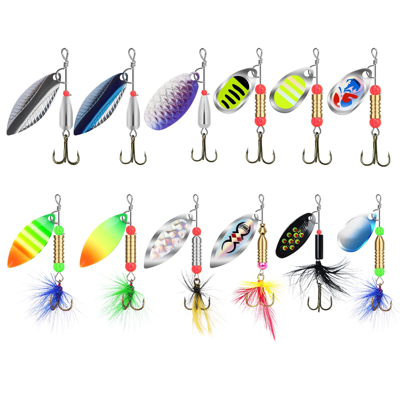 TRUSCEND Carefully Made Rooster Tail Fishing Lure with Flash, Copper Body and Blade, Two Way Spinning Spoon System, Fishing Spinner for Jigging, Freshwater Crappie Jigs, Blade Bait for โ image 1