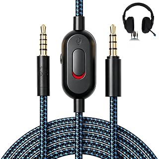 Câble de Remplacement Casque Compatible avec Logitech G Pro X/G Pro/G433/G233, Câble Audio Jack 3,5 mm 2 m Bleu avec Contrôle Volume, Bouton Muet Micro, Cordon Gaming Tressé Résistant PC - Amazon product rated Grade A