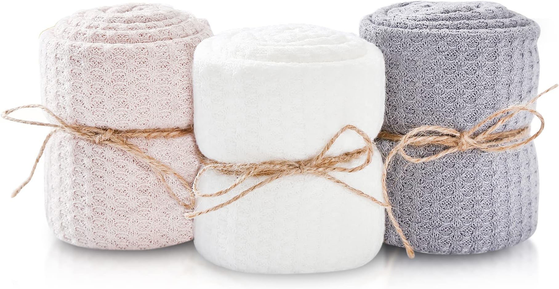 First Landings Newborn Photography Wraps - Gender Neutral Baby Essentials - Soft Knit Receiving Blankets - Newborn Photo Props - Neutral, 16" x 64" (3-Pack)