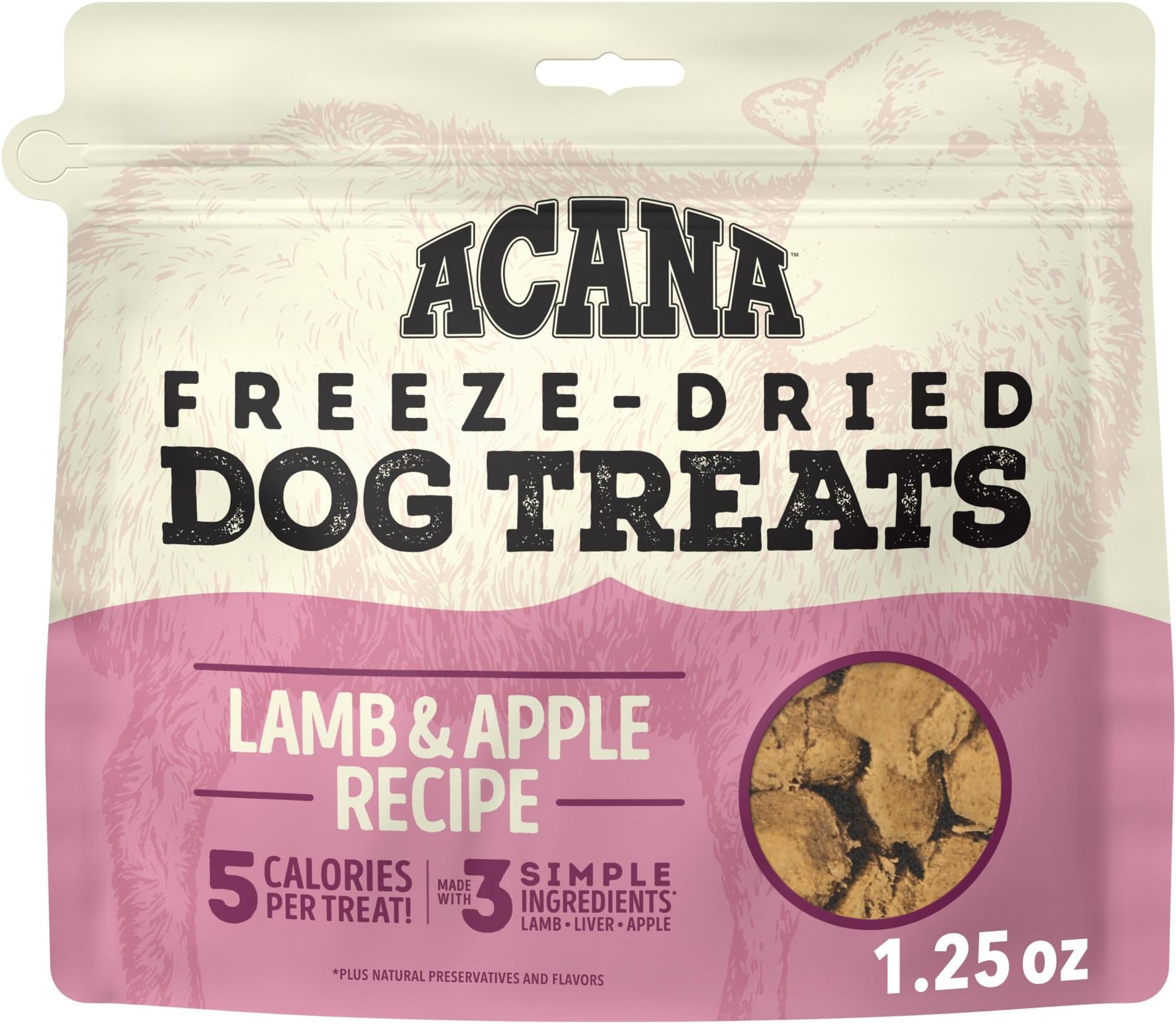 Freeze Dried Dog Treats Limited Ingredient Lamb & Apple 1.25oz Bag | Freeze Dried, Grain Free, High Protein, Made in the USA, Limited Ingredient, Global Quality Ingredients, Nutrients Locked In