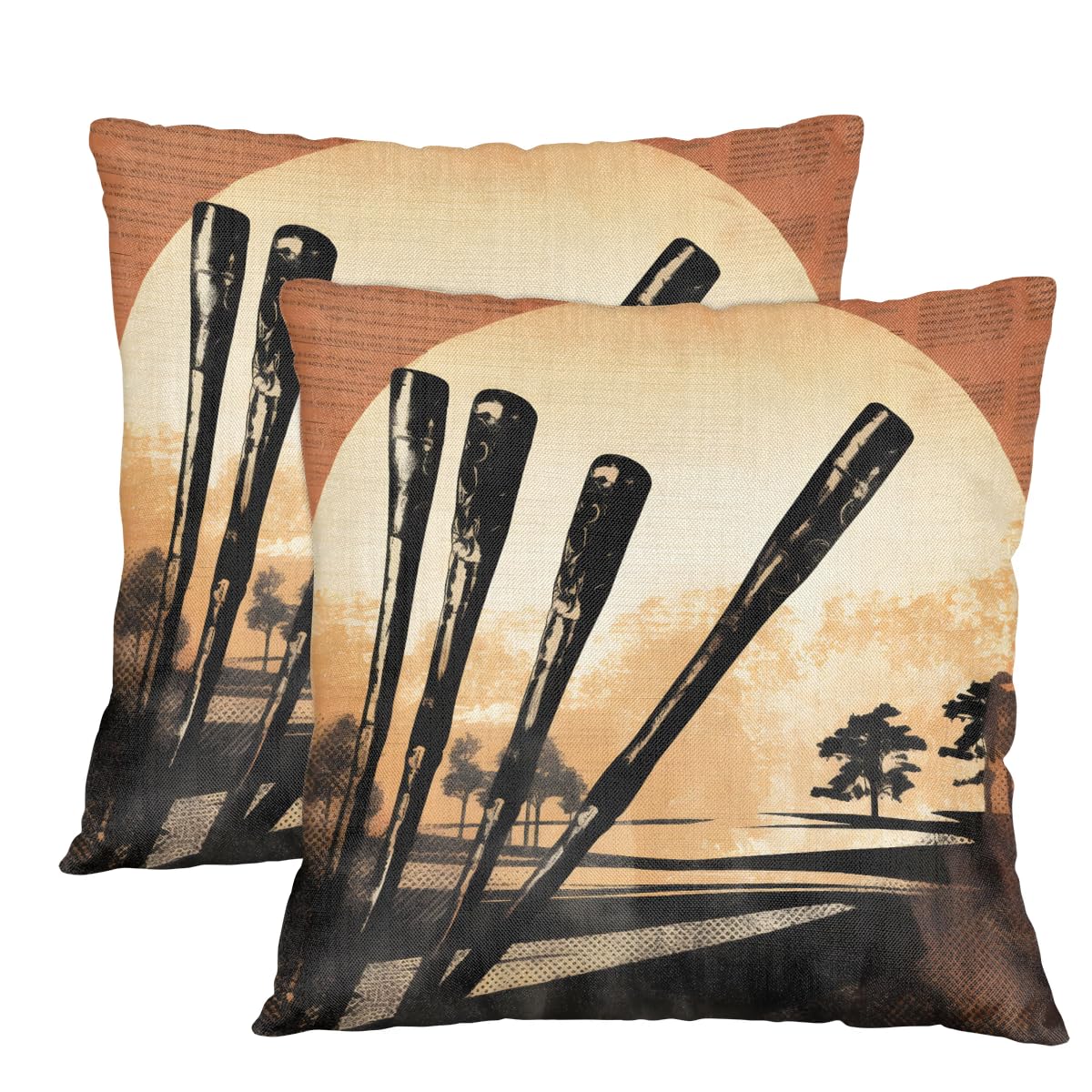 Housse de coussin batte de baseball 61x61 boheme et retro pour lit