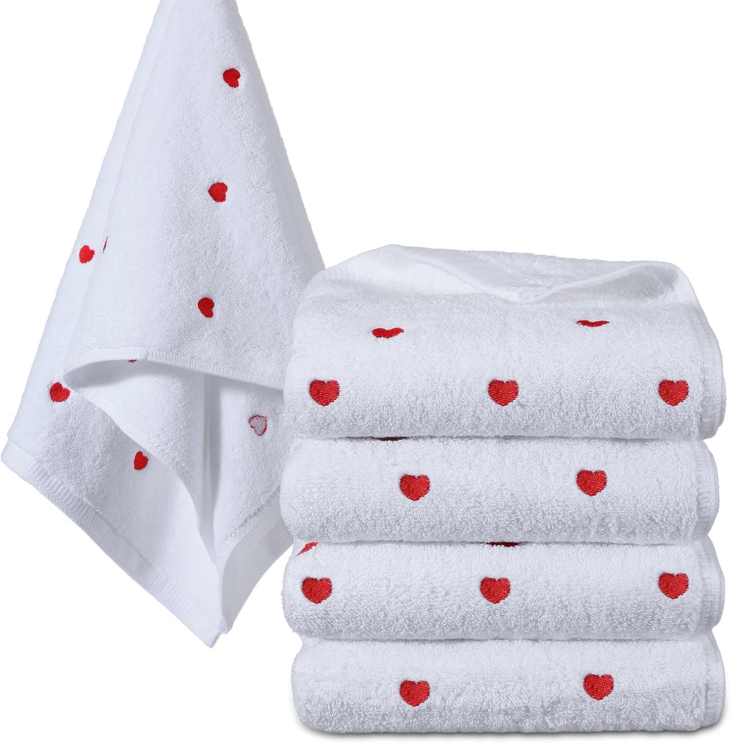 Amazon.com: SmoothNovelty 4 Pcs Valentine‘s Day Hand Towels for Bathroom 13'' x 30'' Heart ...