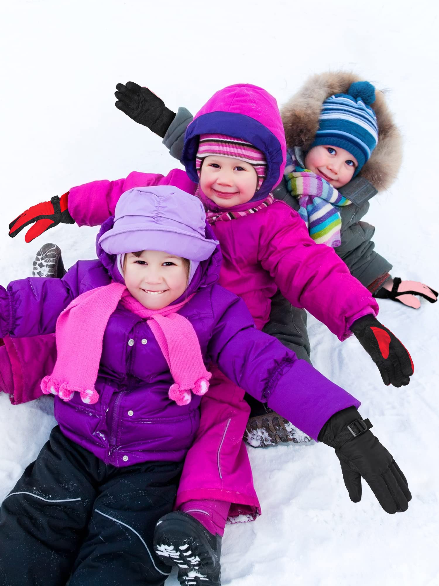 12 Paia Guanti da Sci da Neve Guanti Invernali Impermeabili Caldi per Bambini Sfuso (Multicolore, 4-7 Anni)