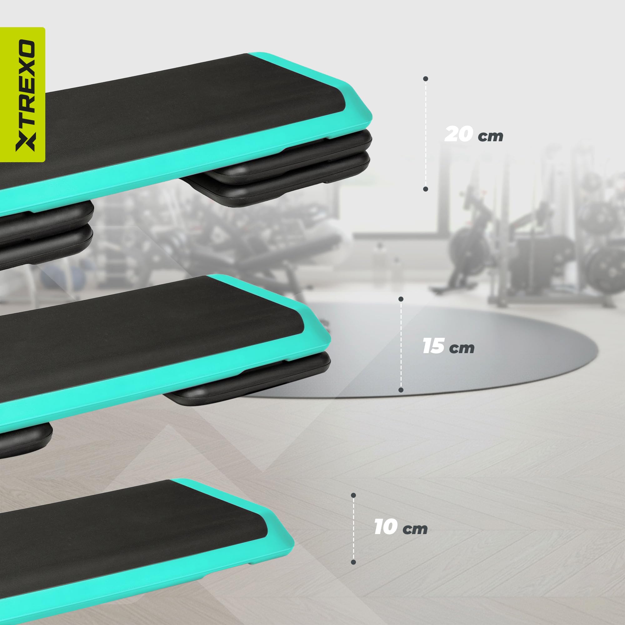 TREXO Step Aerobic Cardio Fitness Altezza Regolabile 10-15-20 cm 109 x 41 cm 250 kg