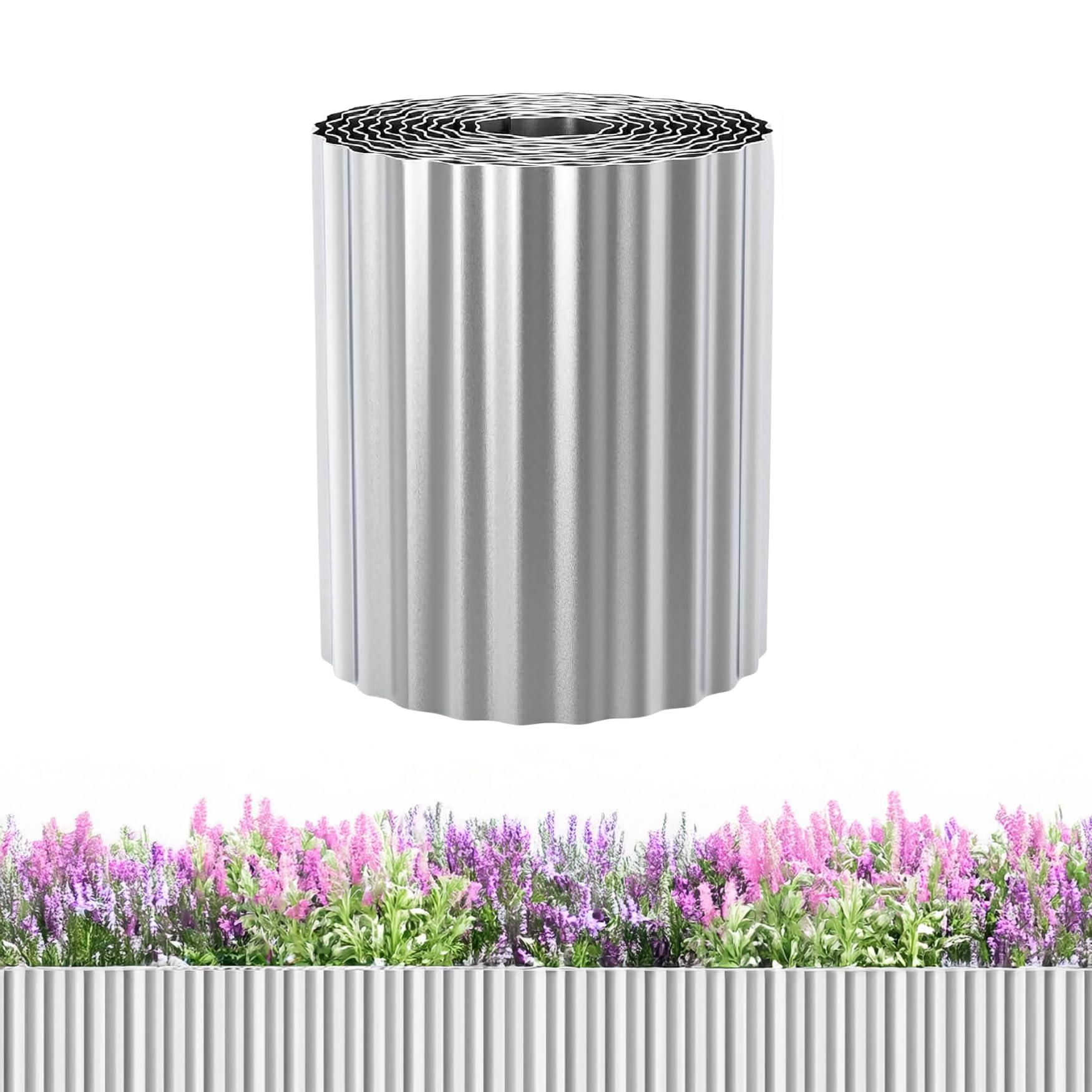Garden Mile Metal Garden Border Edging 5m, Heavy Duty Galvanised Steel Lawn Edging 15cm