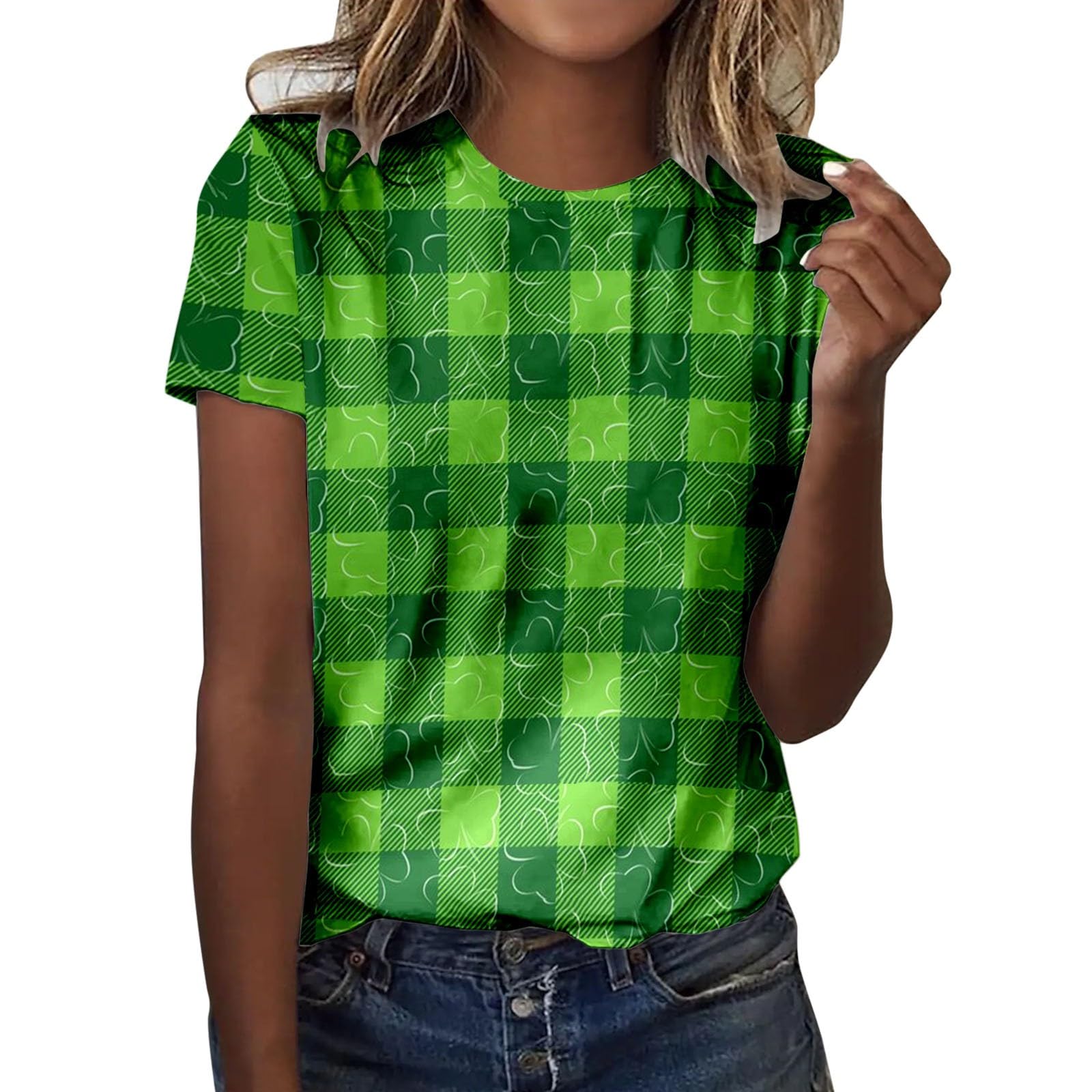 GenericSt Patricks Day Shirt Women Fashion Casual Top Shirt Short Sleeve Round Neck Printed Tshirt St Patricks Day