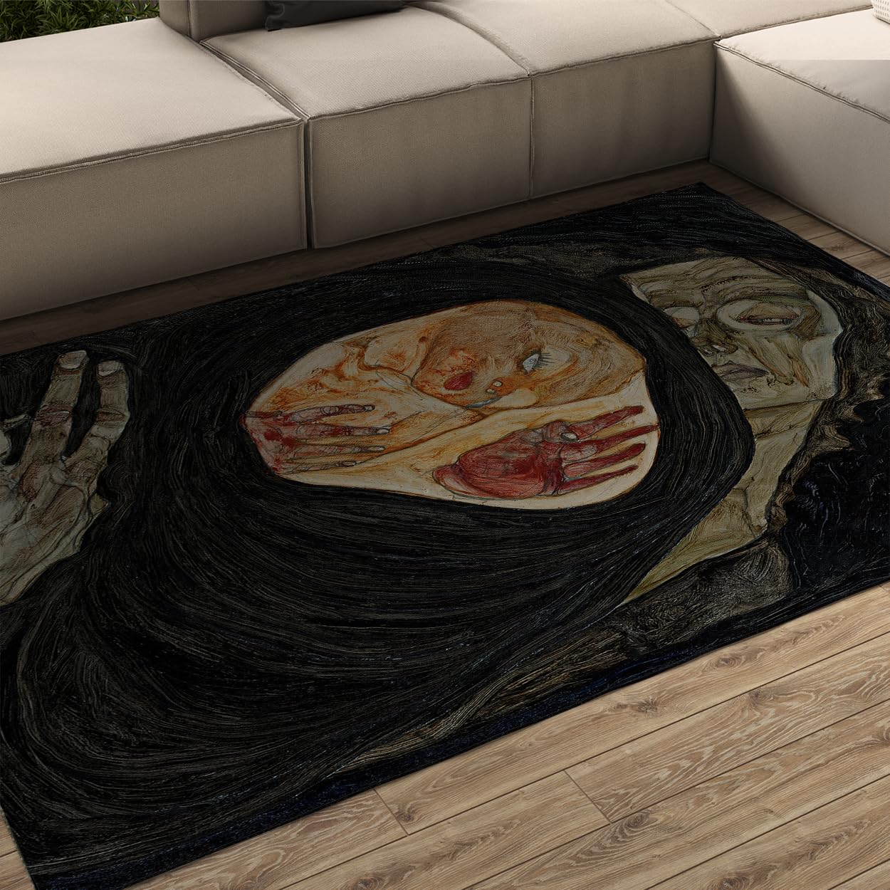 Tapis antidérapant 1910 La Mère Morte expressionnisme d'Egon lavables 140x200