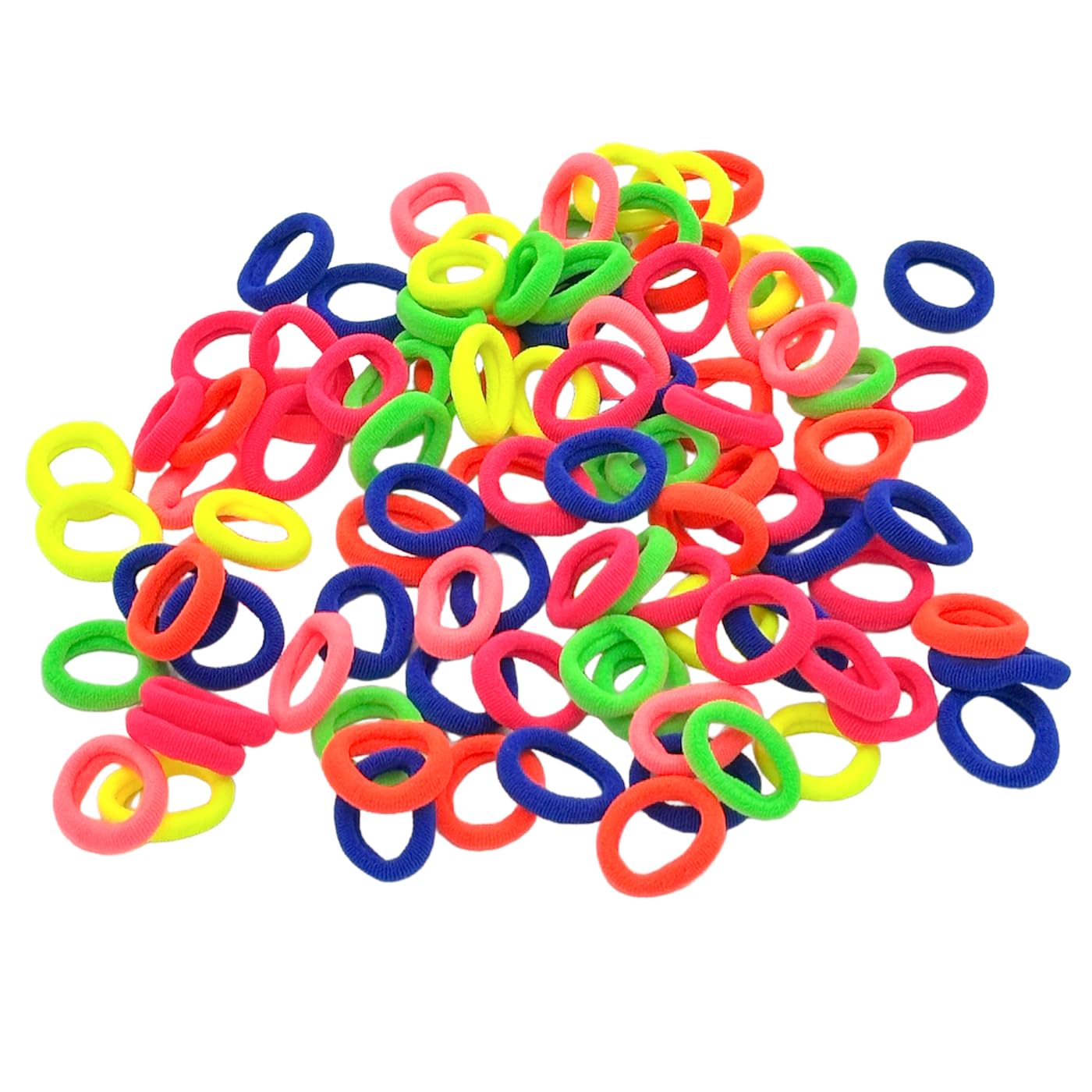 Hair Bobbles Small Colourful Mix Neon and Pastel (Pack of 100, Neon Box White), 100 count (Pack of 1) - Image 2