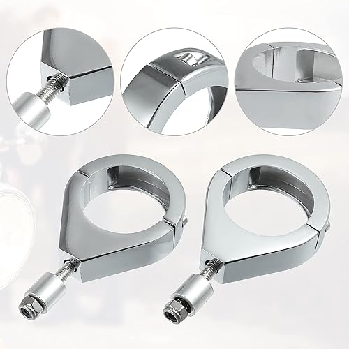 Miniatura 4 de ACROPIX Kit universal de abrazaderas de horquilla de luz de giro para motocicleta, 1.614 in, 1.6 pulgadas, cromadas, paquete de 2