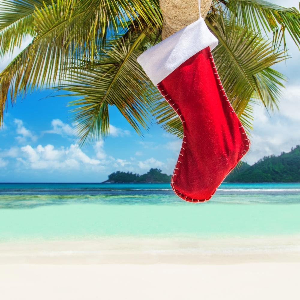 Wallmonkeys Christmas Sock Palm Tree Wall Mural Peel and Stick Holiday Graphics (18 in H x 18 in W) WM363489