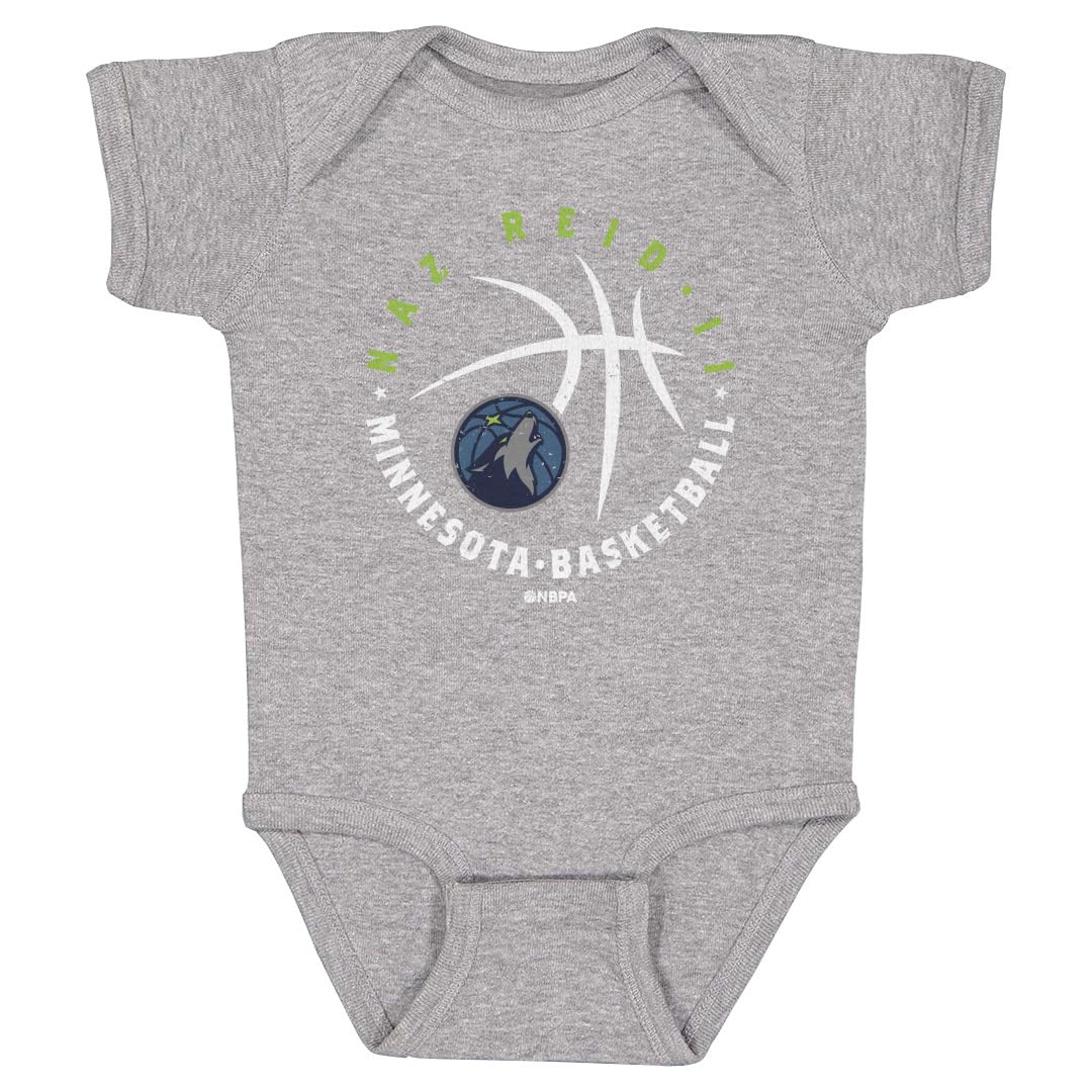 500 LEVEL Naz Reid Minnesota Timberwolves One-Piece Infant Bodysuit - Naz Reid Minnesota Timberwolves Player Ball WHT (Heather Gray, 6M)