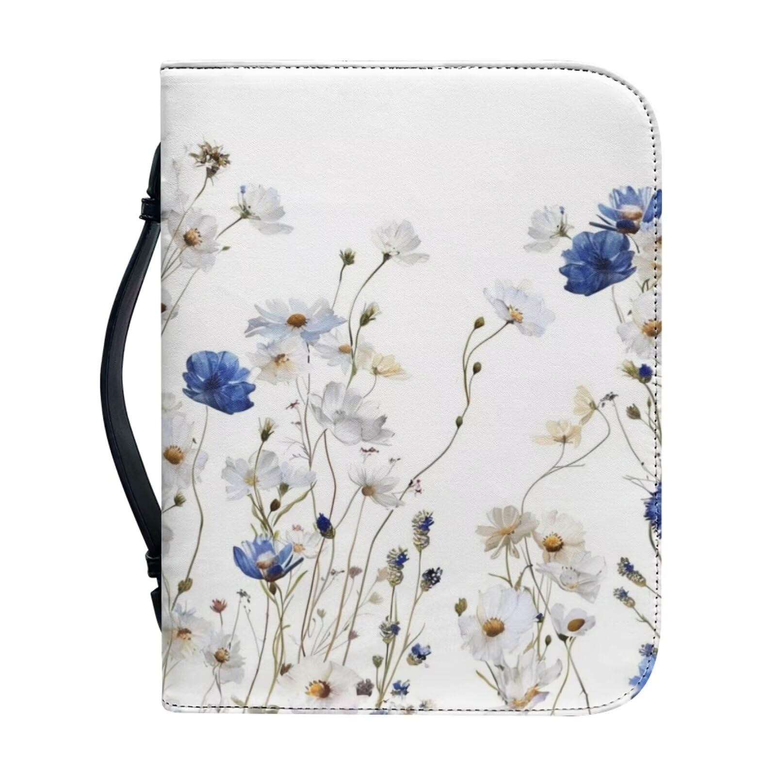Ceudet Bible Cases for Woman, PU Leather Bible Cover for Women, Water Resistant Bible Cover Case for Women, Floral Bible Cover Case,Blue Flowers,M — image 1