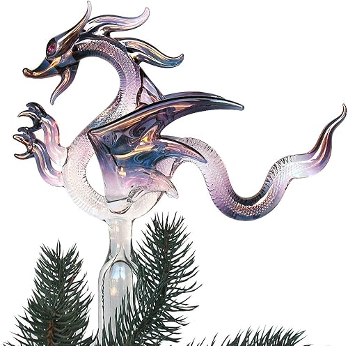 Dragon Christmas Tree Topper Ornament of Hand Blown Glass