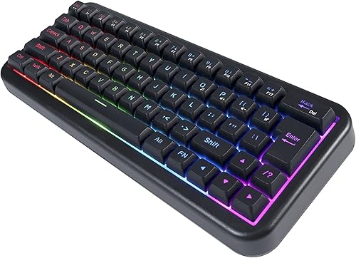 Miniatura 8 de Teclado inalámbrico para juegos %60, recargable de 2000 mAh, 2.4 G, teclado inalámbrico retroiluminado LED, teclado ergonómico con teclas