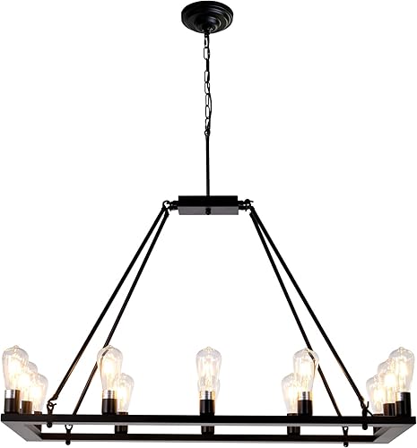 Miniatura 7 de Candelabro rectangular vintage para isla de cocina, colgante rústico de granja, lámparas industriales antiguas, lámpara de techo para comedor, sala