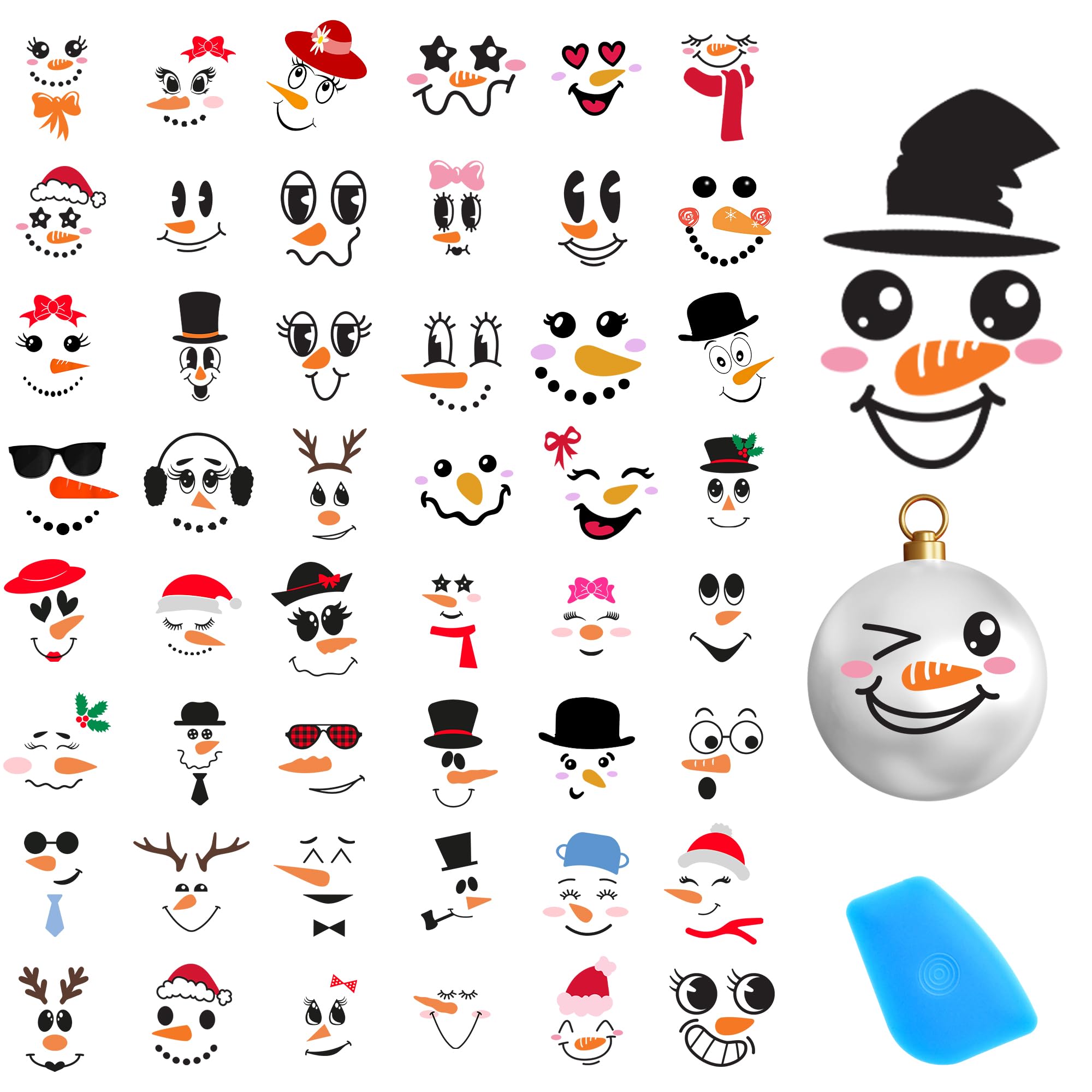 Autocollants visage de bonhomme de neige pour personnaliser vos ornements
