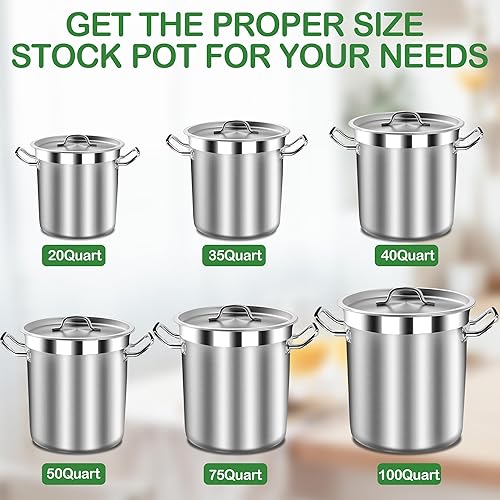 Miniatura 6 de STOCKPOT Olla Grande para Sopa con Tapa - Ollas de Acero Inoxidable de 40 Cuartos, Ollas de Cocina, Olla con Tapa, Ollas Grandes para Cocinar,