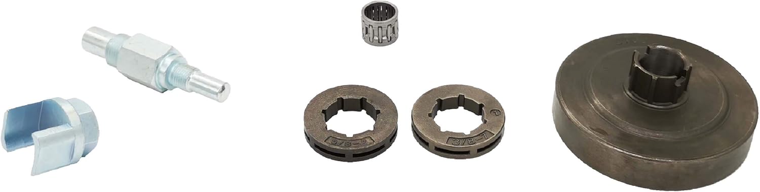 3/8" 7T Chainsaw Rim Sprocket & Clutch Removal Tool & Excellent Metal Piston Stop + Extra Rim for Husqvarna 455, 455 Rancher, 460, 460 Rancher