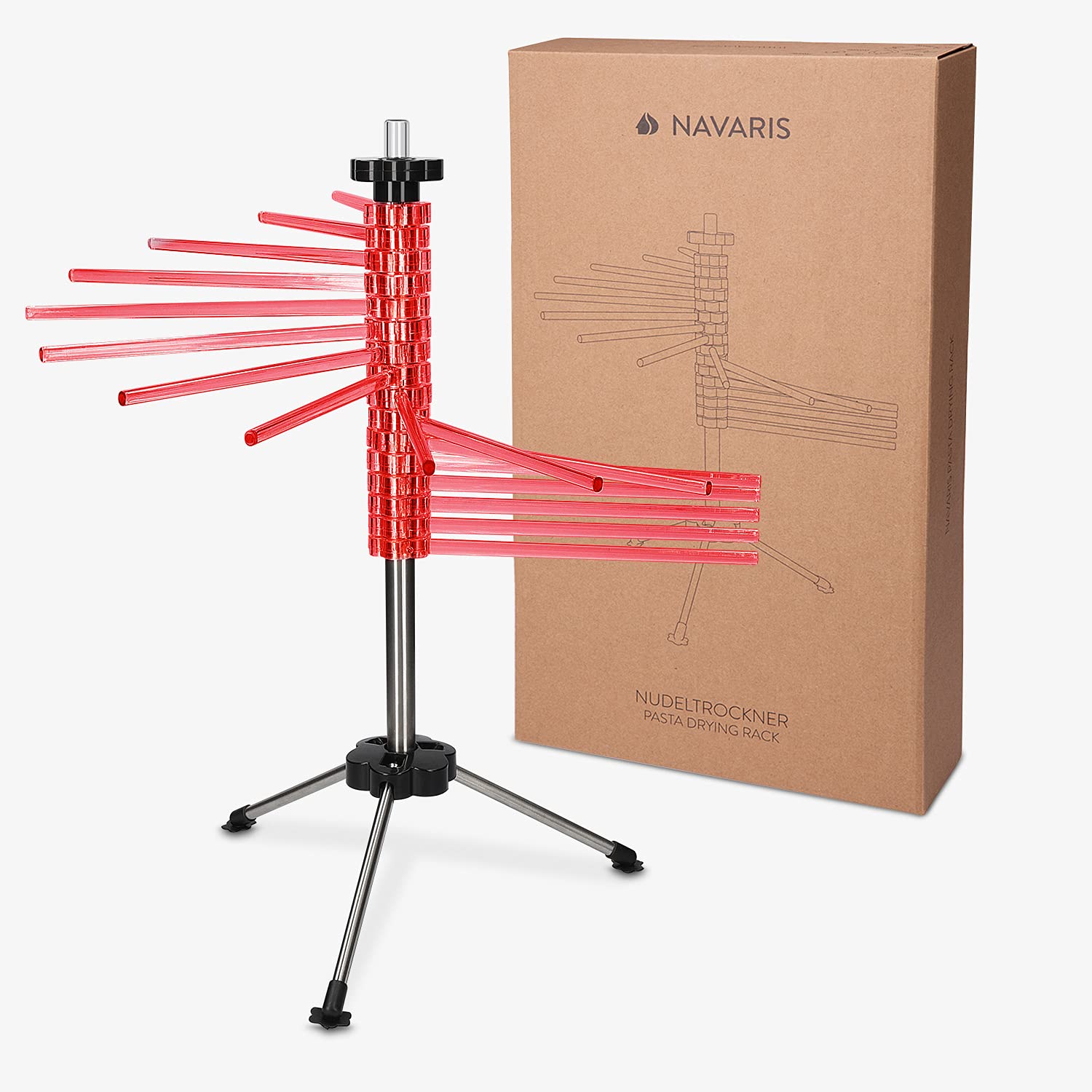 Navaris Suszarka do makaronu stojak na makaron z przepisem - suszarka do makaronu wykonana z tworzywa sztucznego i stali nierdzewnej - makaron wiszący 2kg - pręt do suszenia makaronu