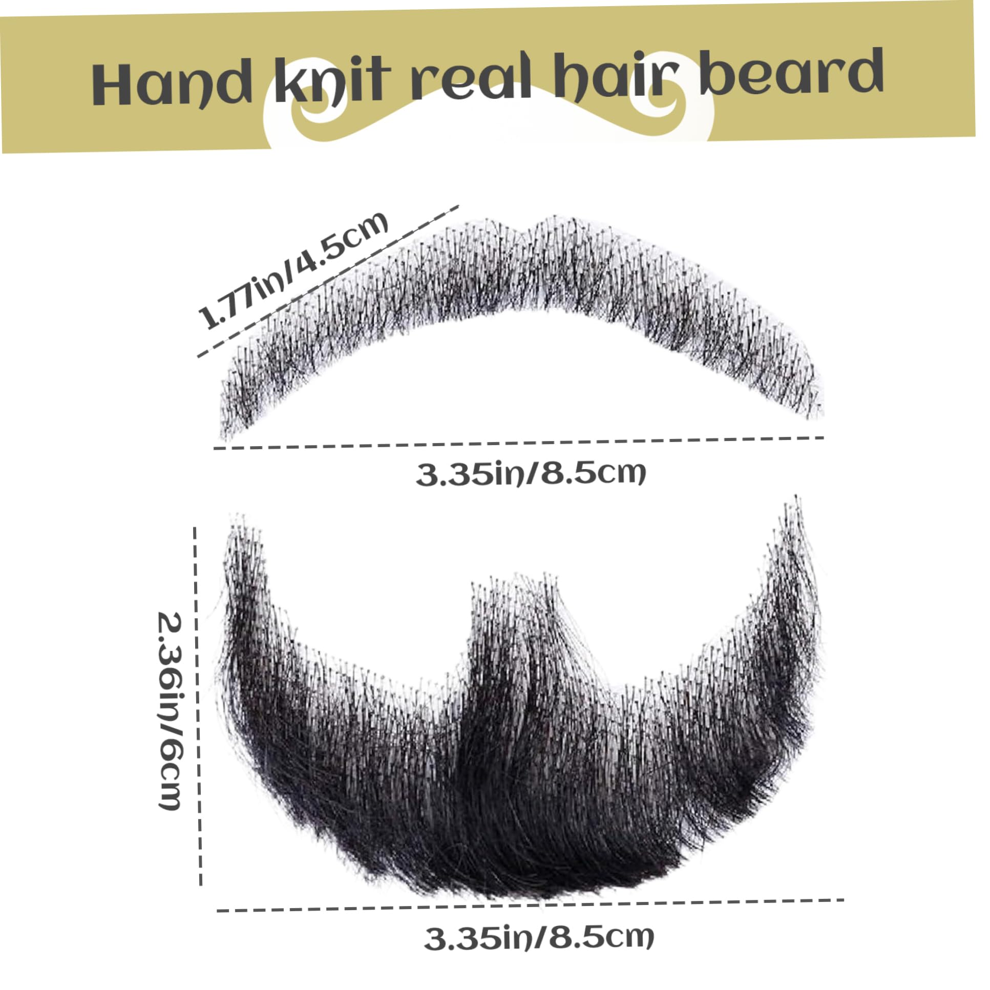 Barba Cabello humano Barba realista Bigote Vello facial invisible Traje de encaje para hombres Vestir Halloween Cosplay Fiesta de disfraces Negro...