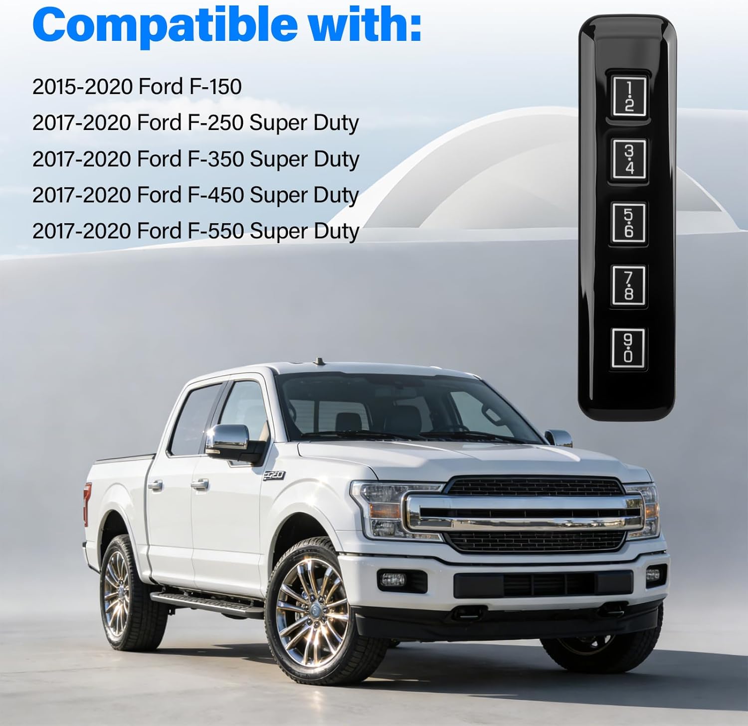 Keyless Entry Keypad Driver Side Compatible with 2015-2020 Ford F-150 2017-2020 F-250 F-350 F-450 F-550 Super Duty, Keyless Lock Pad Replace OE# FL3Z-14A626-AD 601-046 Keypad Actuator Assembly