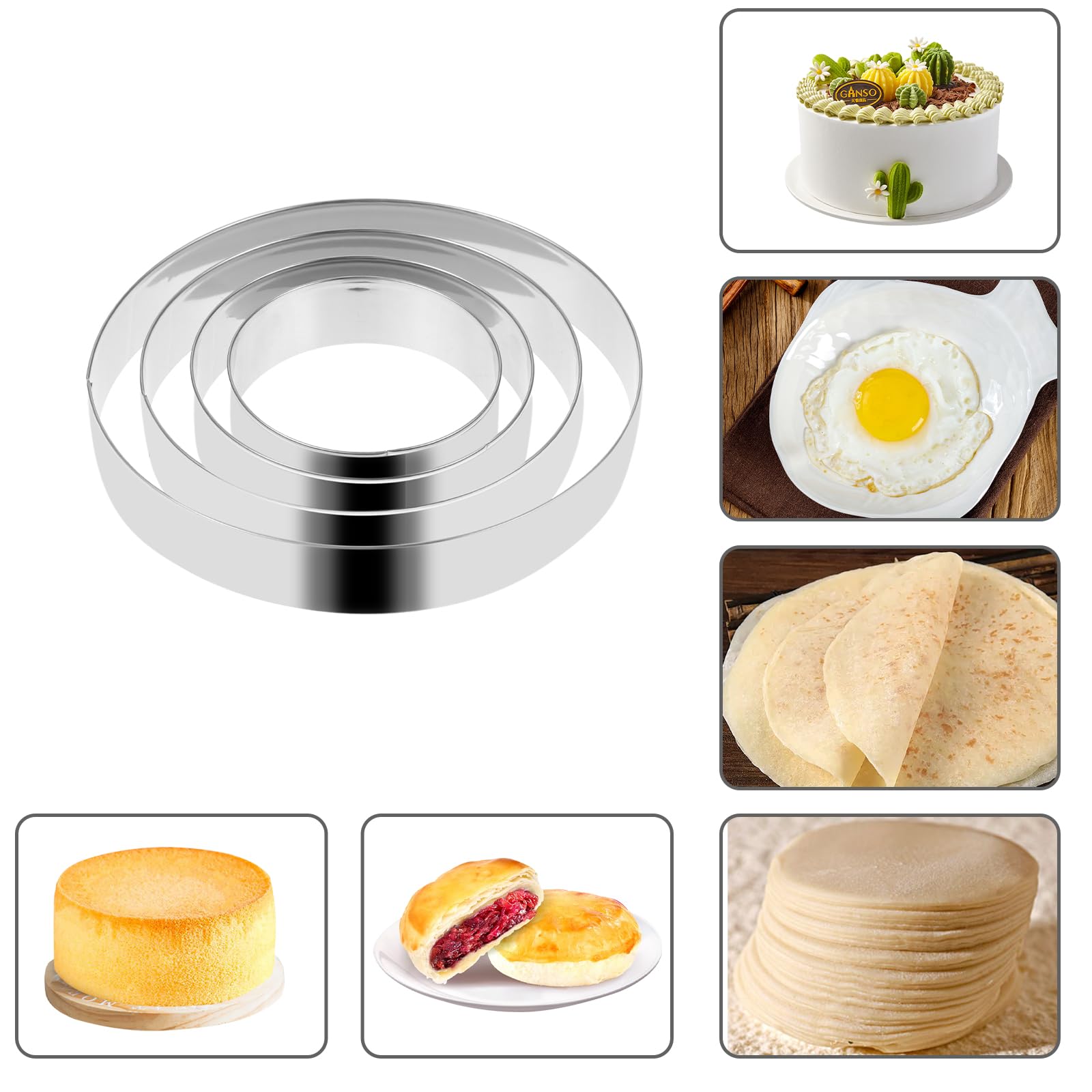 Set Di 5 Formine Per Biscotti Ovali In Acciaio Inox, Dimensioni Crescenti Da 3,4 A 9,8 Cm, Altezza 2,5 Cm, Per Pasticceria E Panini - 2