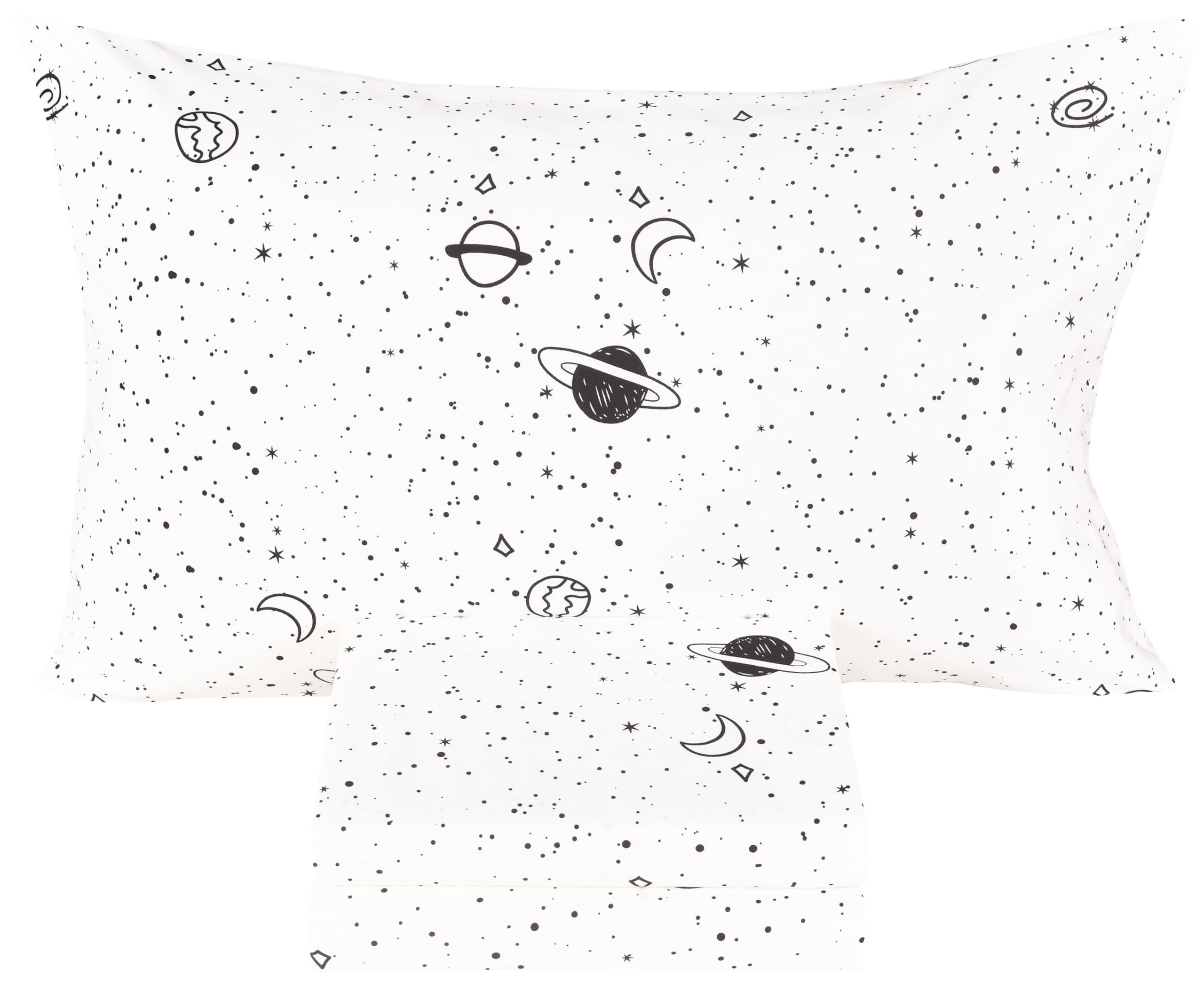 Scientific Sleep Starry Galaxy Solar System 100% Cotton 3 Pcs Twin Bed Sheet Set Kids Boys Girls Toddler Teen, Flat Sheet &amp; Fitted Sheet &amp; Pillowcase Kids Bedding Set (Galaxy, Twin)