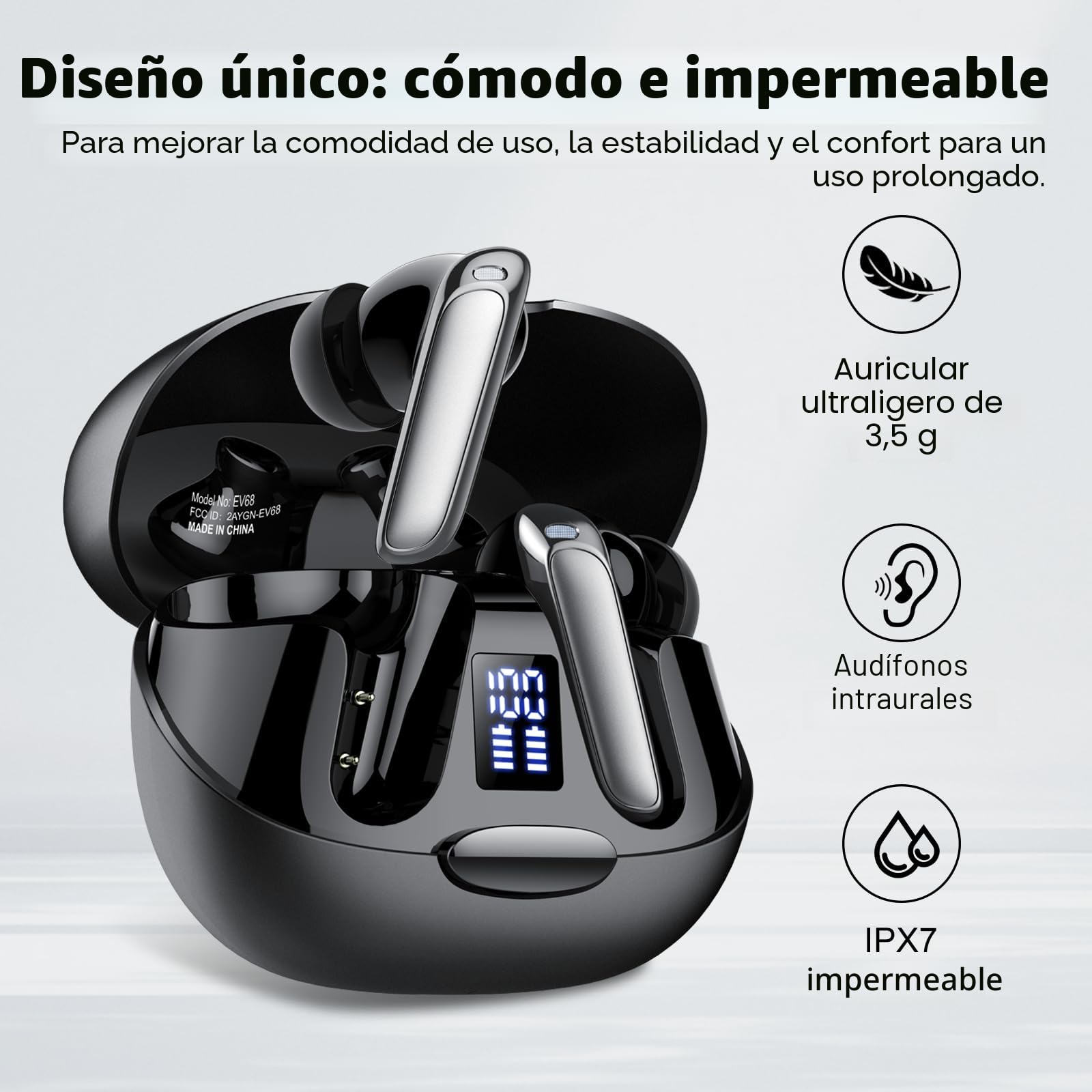 AI Auriculares traductor en Tiempo Real, 48H Auriculares Traductores de Idiomas con 164 Idiomas, 5 Modos de Traducción, Cascos Inalambricos Bluetooth 5.3 con ENC y App con Viajes/Negocios/Reunirse
