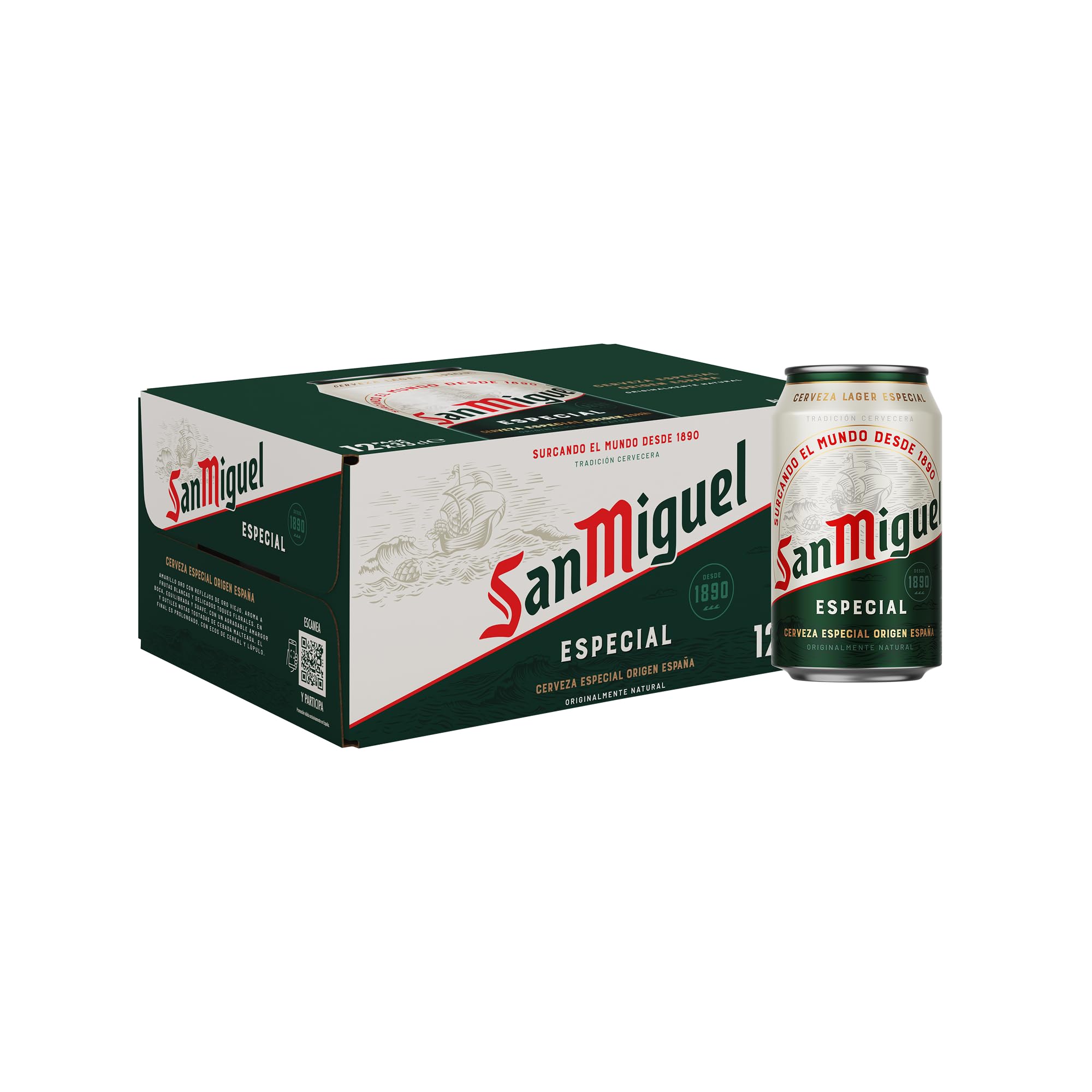 San Miguel Especial, Cerveza Lager Premium, Pack 12 Latas x 33cl en oferta en Amazon