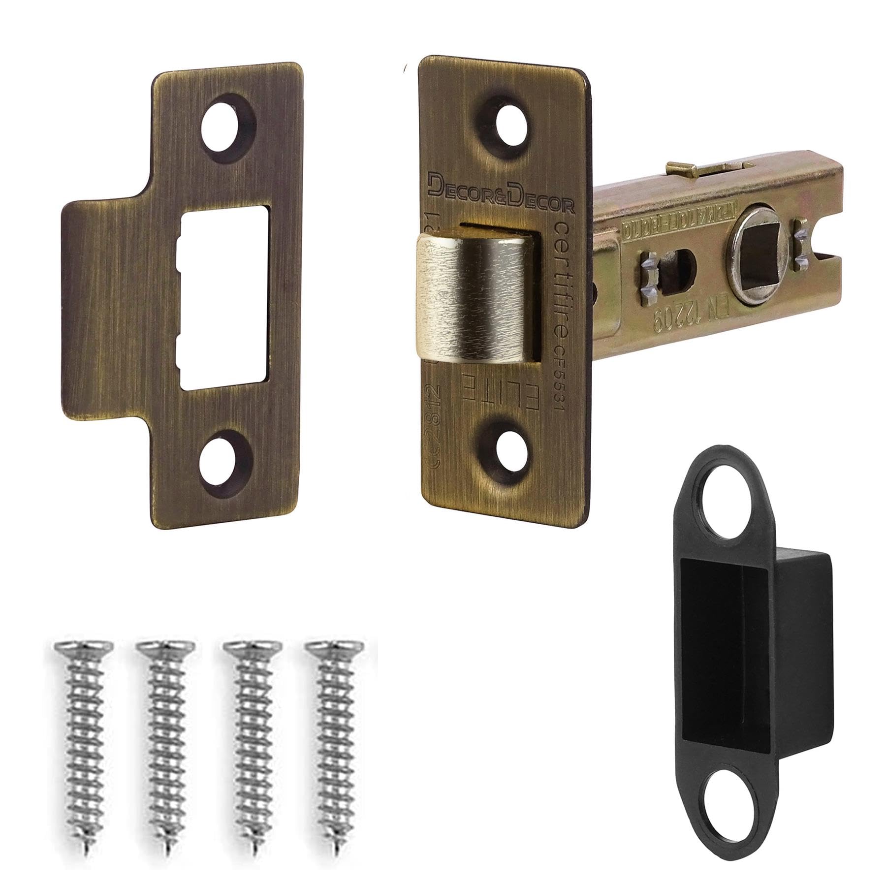 Decoranddecor 3 Inch Tubular Mortice Latch for Internal Doors, Fire Rated - 1 Pack - 57 mm Back Set - 76 mm Overall Length- Antique Brass โ image 1