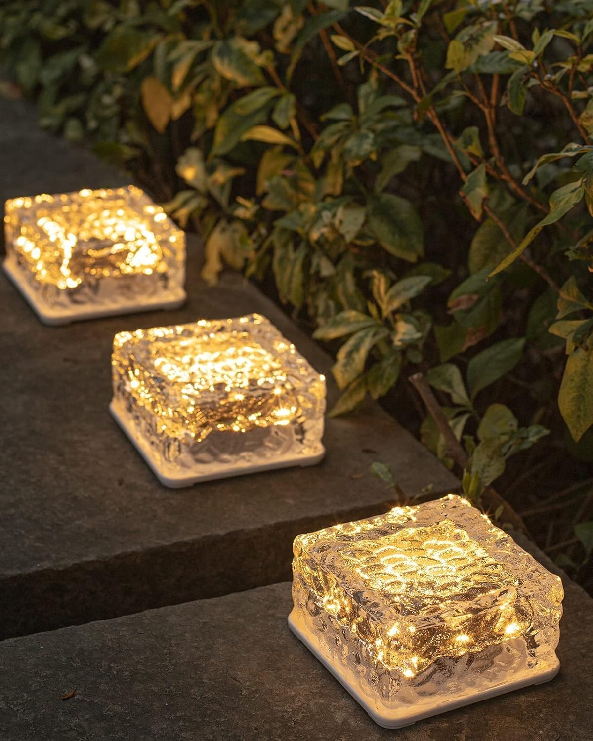 Luces solares de vidrio para exteriores, impermeables, luces LED de roca, luces de ladrillo, luces de adoquines, luces de paisajismo para jardín,