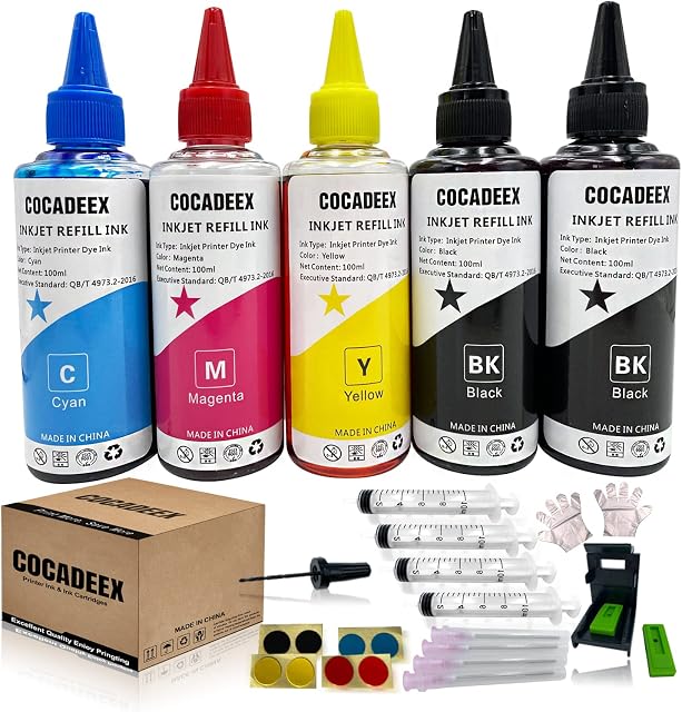 COCADEEX Ink Refill Kit Compatible with Canon Ink Cartridge PG-560 CL-561 PG-540 CL-541 PG-540XL CL-541XL 540 541 540XL 541XL 560XL 561XL PG-40 CL-41 Series, 5 Bottles Ink with Refill Tools