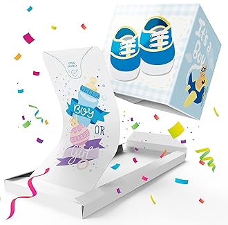 Notta&Belle FEEL LOVE EVERY MINUTE «BOOM» Boy or Girl Surprise Card - it's a Boy! Gender Reveal, New Baby Shower, Announcement, funny congratulations pop up, ideas party for gender prediction