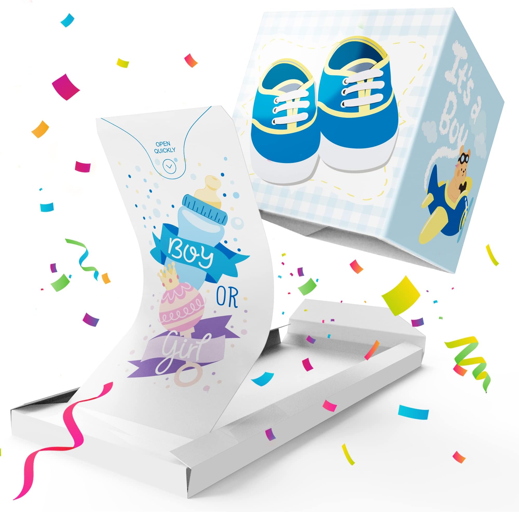 Notta&Belle FEEL LOVE EVERY MINUTE «BOOM» Boy or Girl Surprise Card - it's a Boy! Gender Reveal, New Baby Shower, Announcement, funny congratulations pop up, ideas party for gender prediction