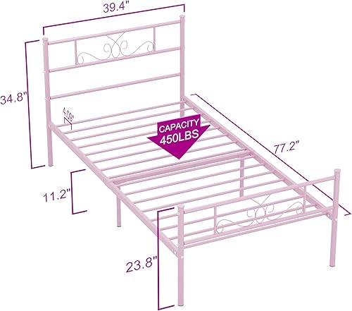 Miniatura 8 de Weehom Base de cama Queen con cabecera y estribo plataforma de metal base de colchón soporte de listones de acero debajo de la cama fácil montaje