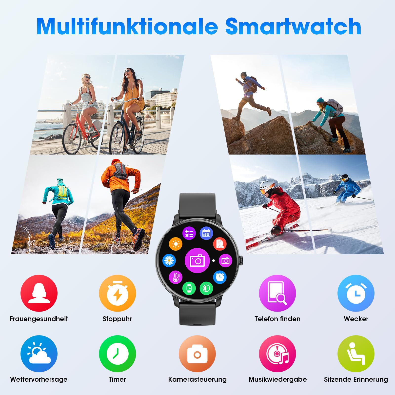 Joautrial Smartwatch Uomo Donna con Effettua e Rispondi alle Chiamate, 1.39" Orologio Smart Watch con Sonno Cardiofrequenzimetro, 100+ Modalità Sportive, Fitness Tracker per Android iOS