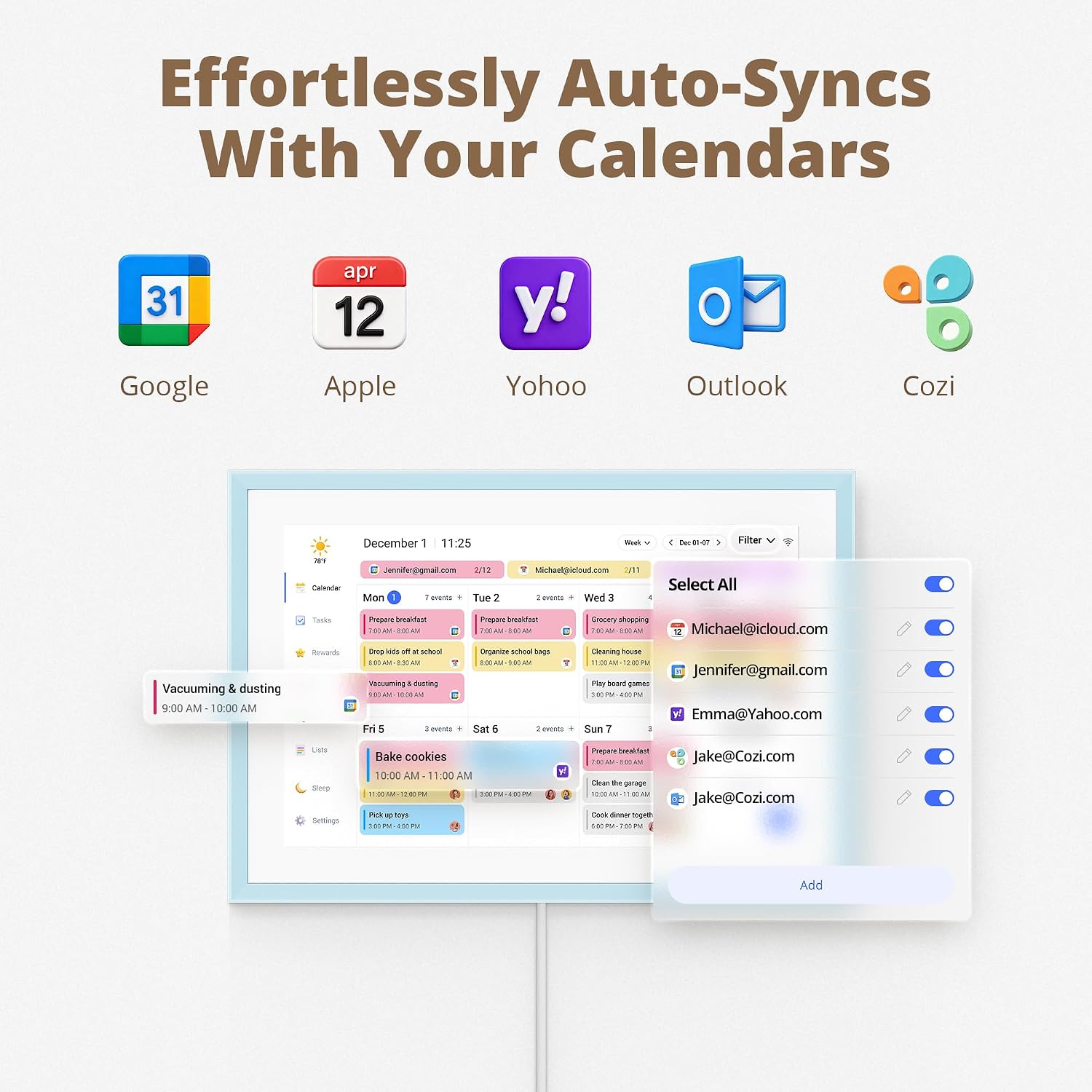 Dragon Touch 10.1-inch Digital Calendar Wall & Desk Chore Chart with Dual Swappable Snap Frames Smart Family Planner, Digital Picture Frame for Mom, Women, Christmas & Weddings