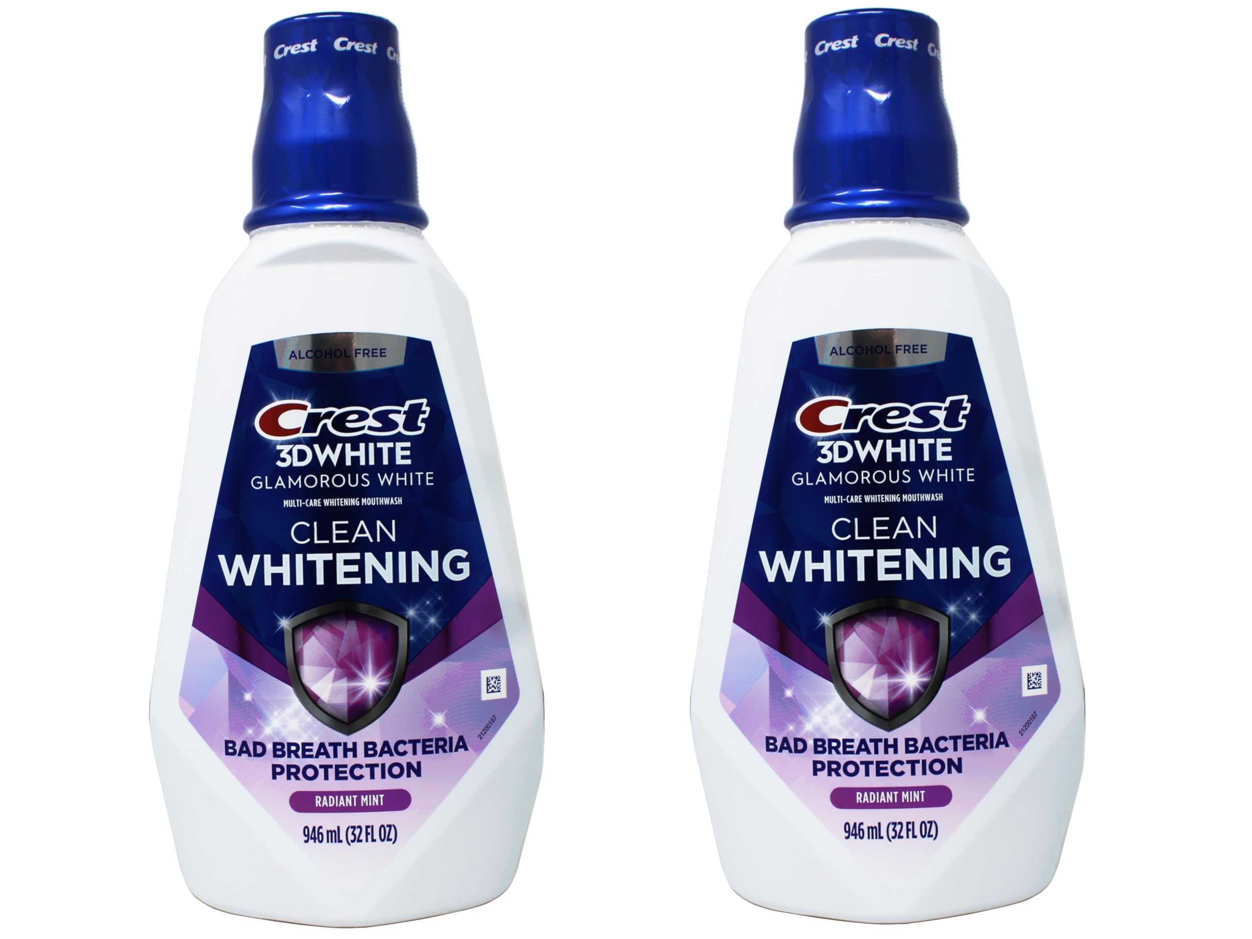 Crest - 3D White Glamorous White - Multi- Soins Blanchissant - Parfums Menthe Fraiche, Bain De Bouche 946 Ml ( lot de 2 )