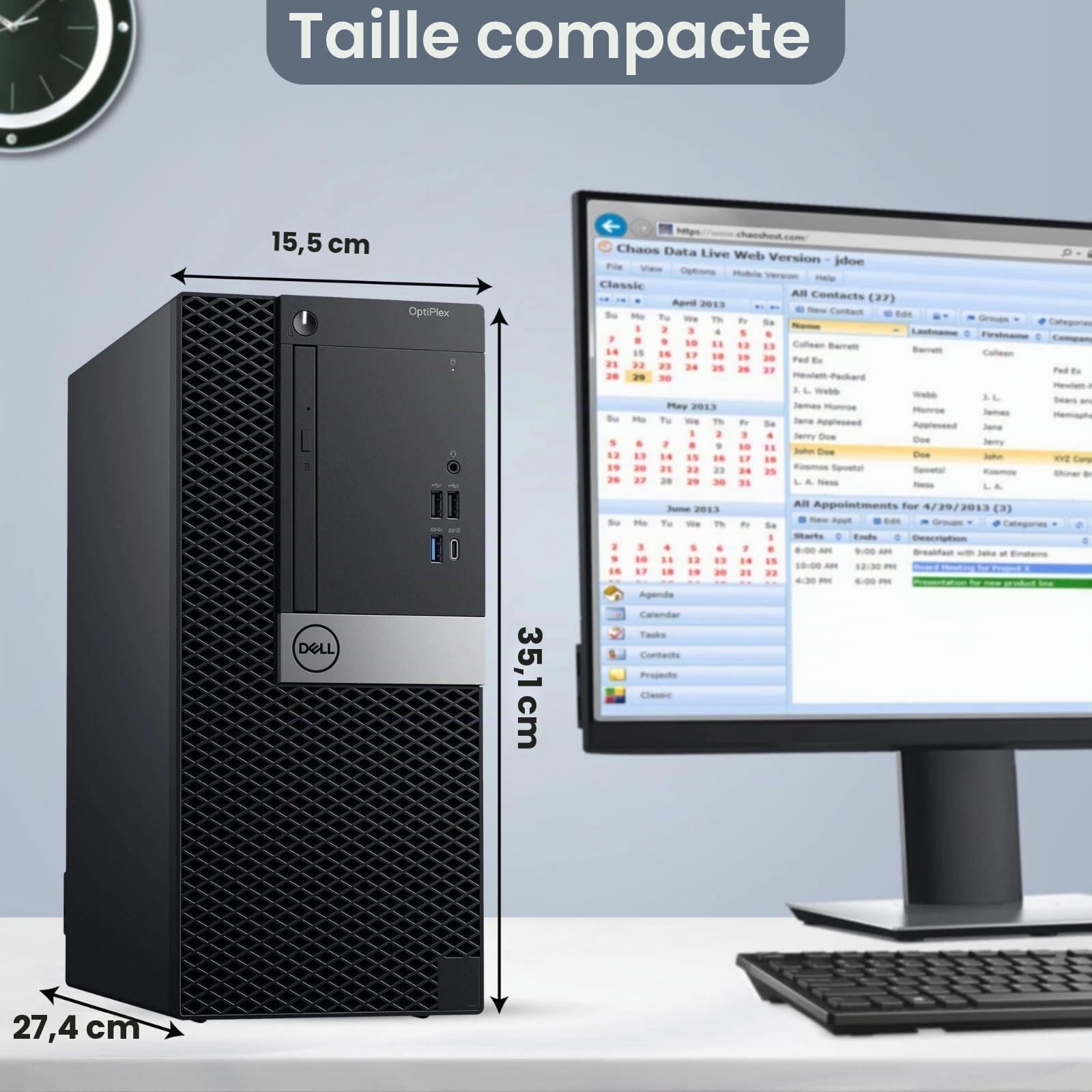 Dell Optiplex 7040 Mini Tour Ordinateur de Bureau, Intel Core i7-6700, 16 Go de RAM, SSD 256 Go, Wi-FI, Bluetooth, Clavier QWERTY Américain, Windows 11 Pro (Reconditionné)
