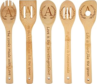 5PCS Initial Wooden Cooking Spoons Initial Letter Kitchen Decor Gifts Pe...
