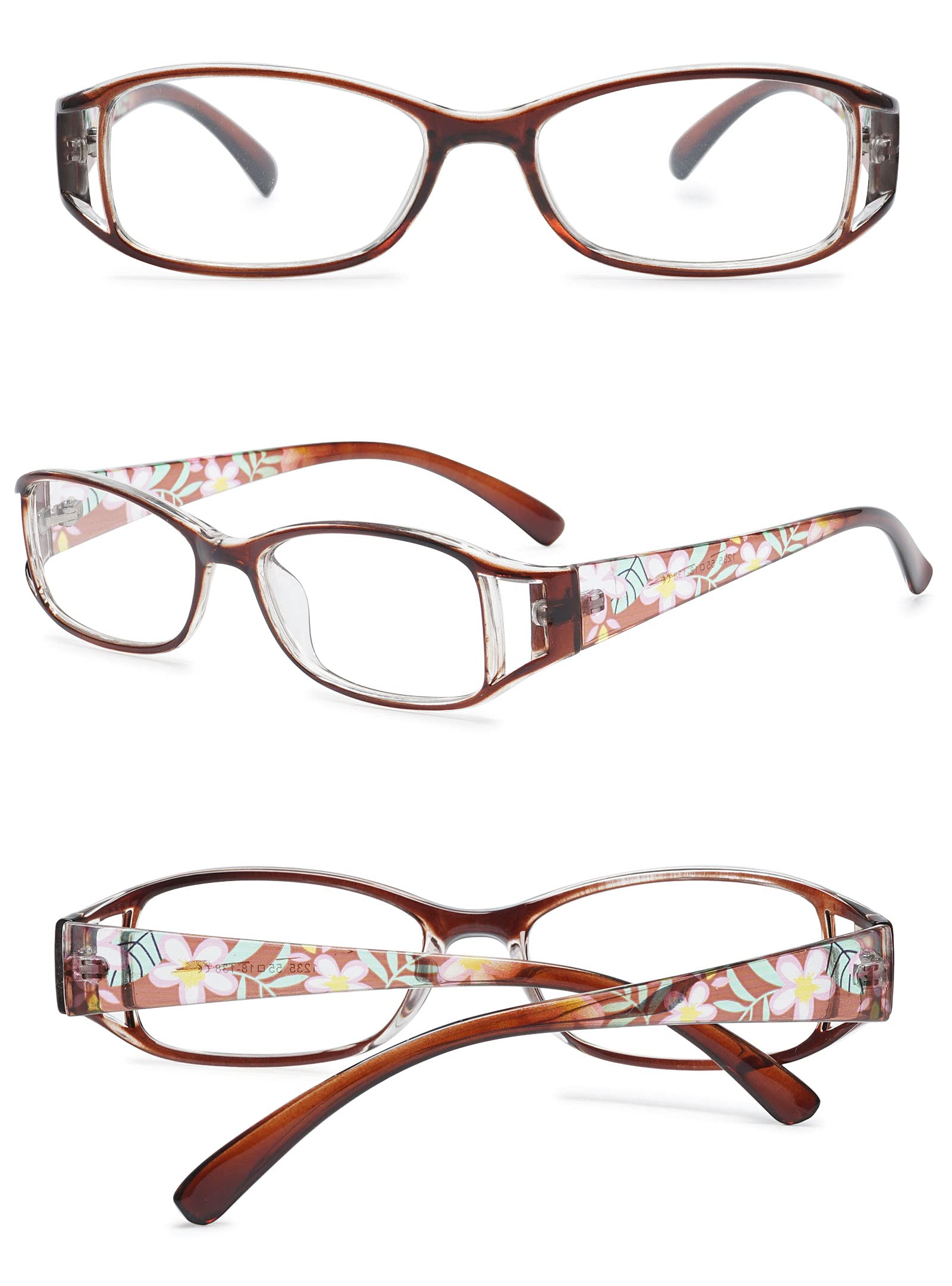KOOSUFA Lesebrillen Damen Lesehilfe Sehhilfe Augenoptik Blumen Qualität Vollrandbrille 1.0 1.25 1.5 1.75 2.0 2.25 2.5 2.75 3.0 3.5 4.0 4.5 5.0 5.5 6.0