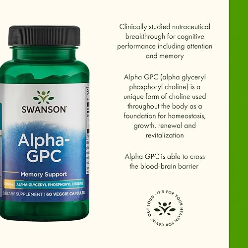 Miniatura 4 de Swanson Alpha-Gpc Alfa Glicerofosfocolina 300 miligramos 60 cápsulas vegetales