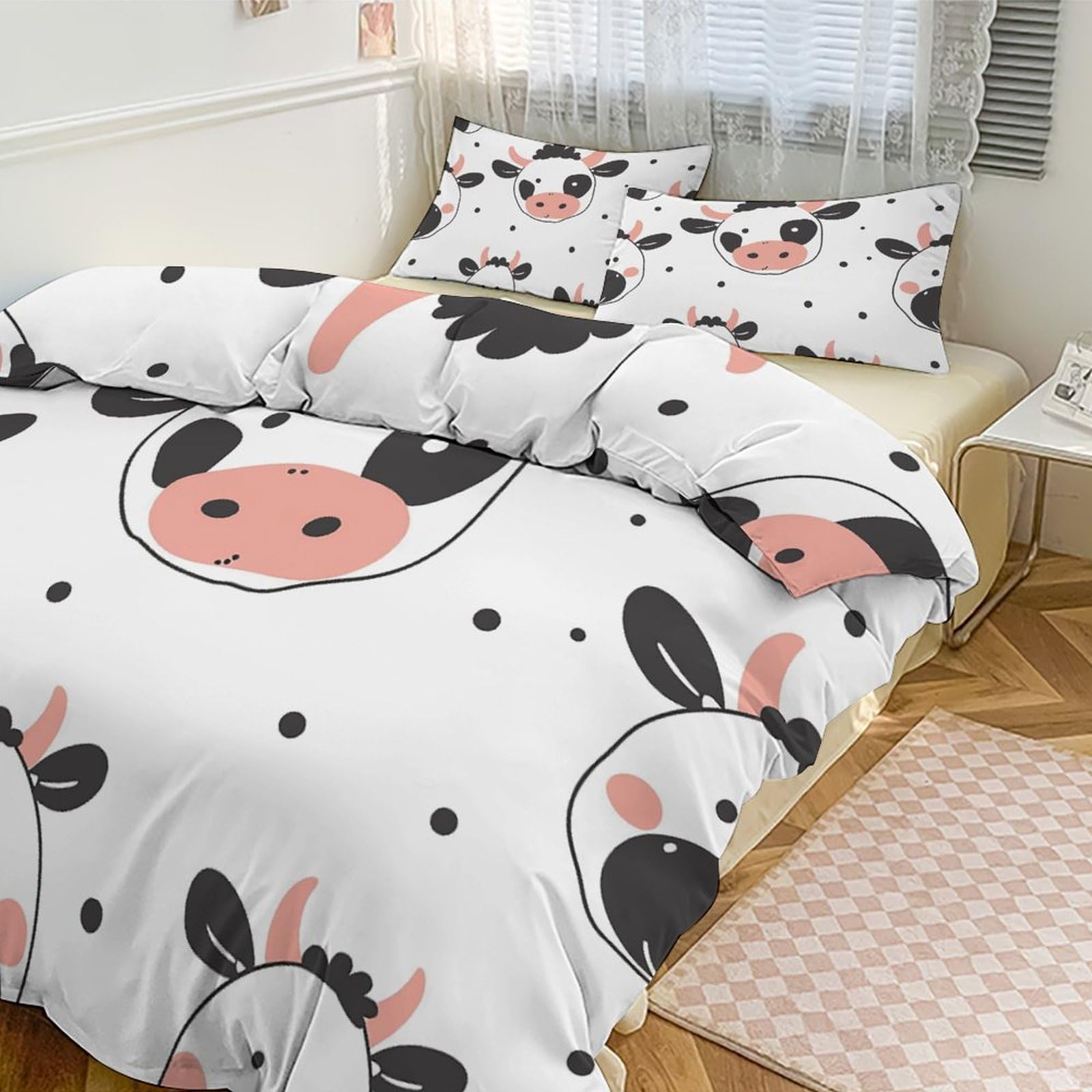 Housse de couette respirante anti-transpiration grand lit motif imprimé vache