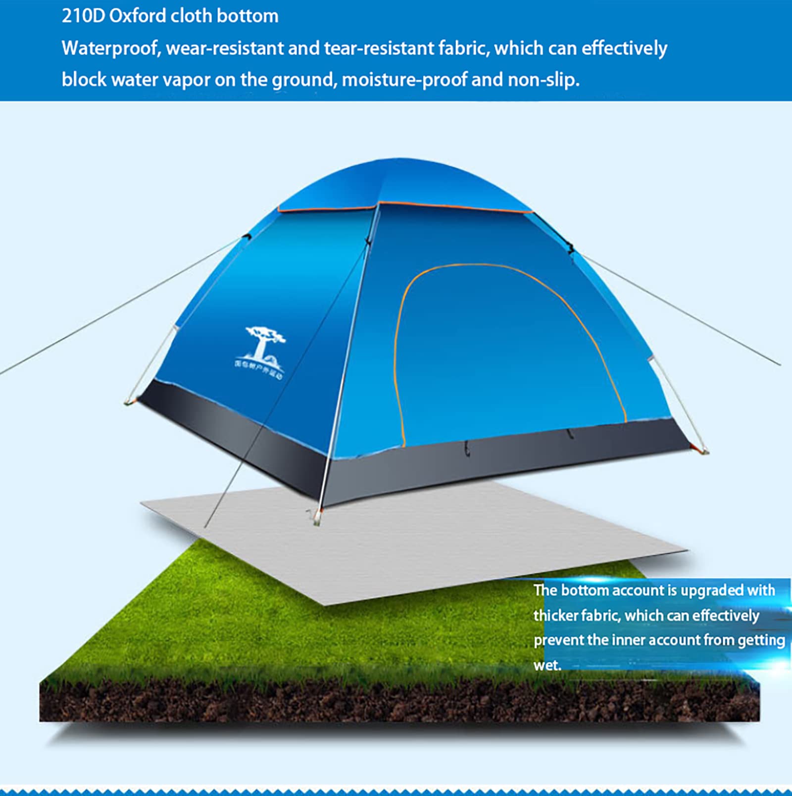 Tenda da spiaggia pop-up, tessuto Oxford 210D, due porte, ben ventilata, adatta per 2-3 persone, ideale per escursioni, campeggio e gite in spiaggia