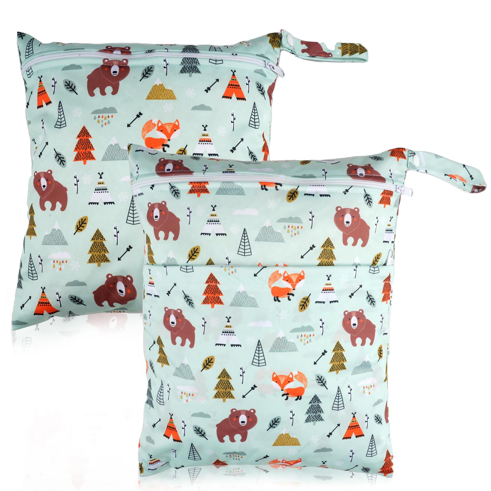 Maxmoc Wetbag Kindergarten,Nasstasche Windeltasche, 2 Stück Wasserdicht Nassbeutel, Wiederverwendbar Nasstasche Kindergarten mit Reißverschluss, für Kleinkind Schwimmen Gym Reisen (Style 4)