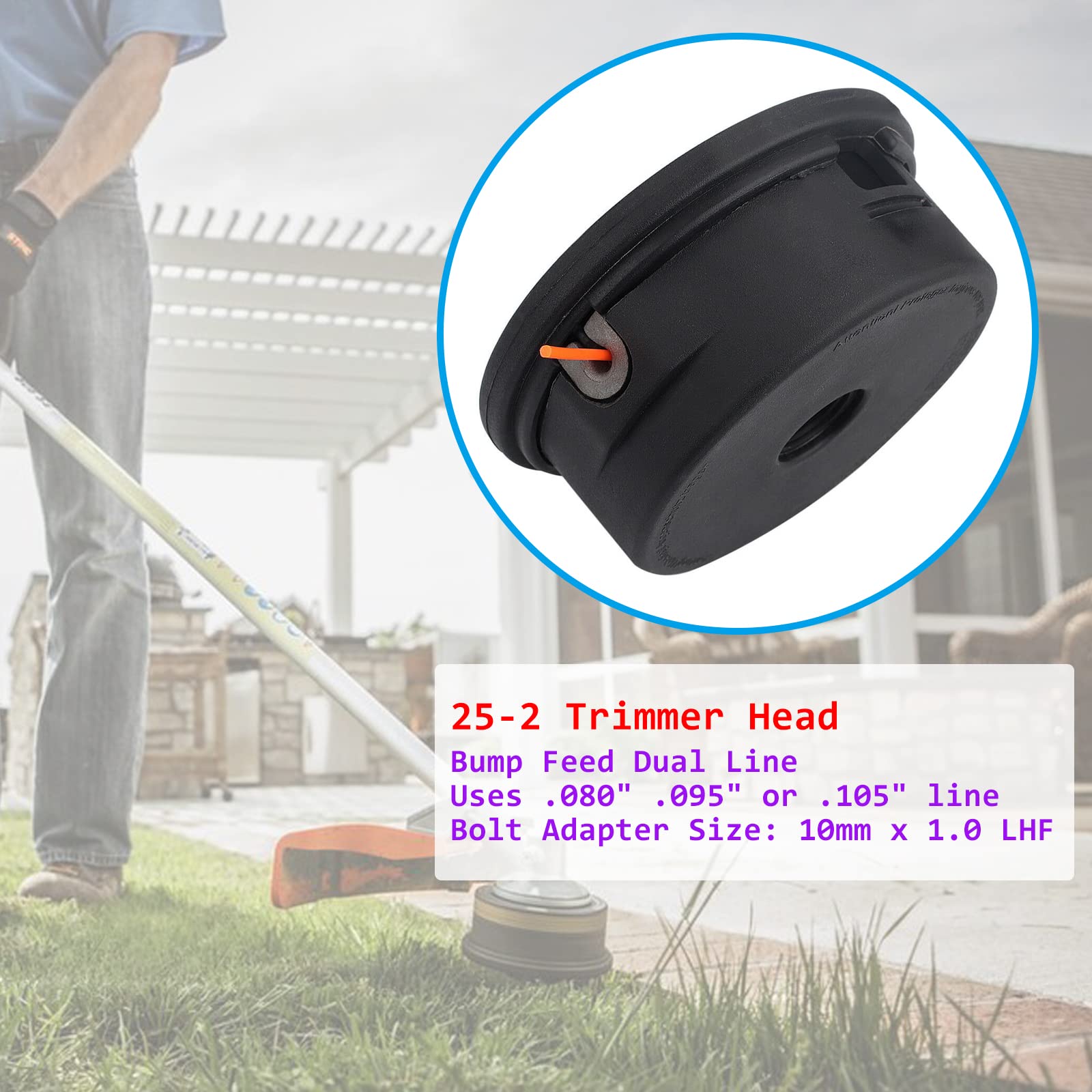 4002 710 2108 String Trimmer Head 25-2 Bump Feed Dual Line 10mm x 1.0LHF for Stihl FS55 FS55R FS56RC FS85 FS90 FS90R FS110 FS110RX FS120 FS130 FS240 Brushcutters 4002 710 2191