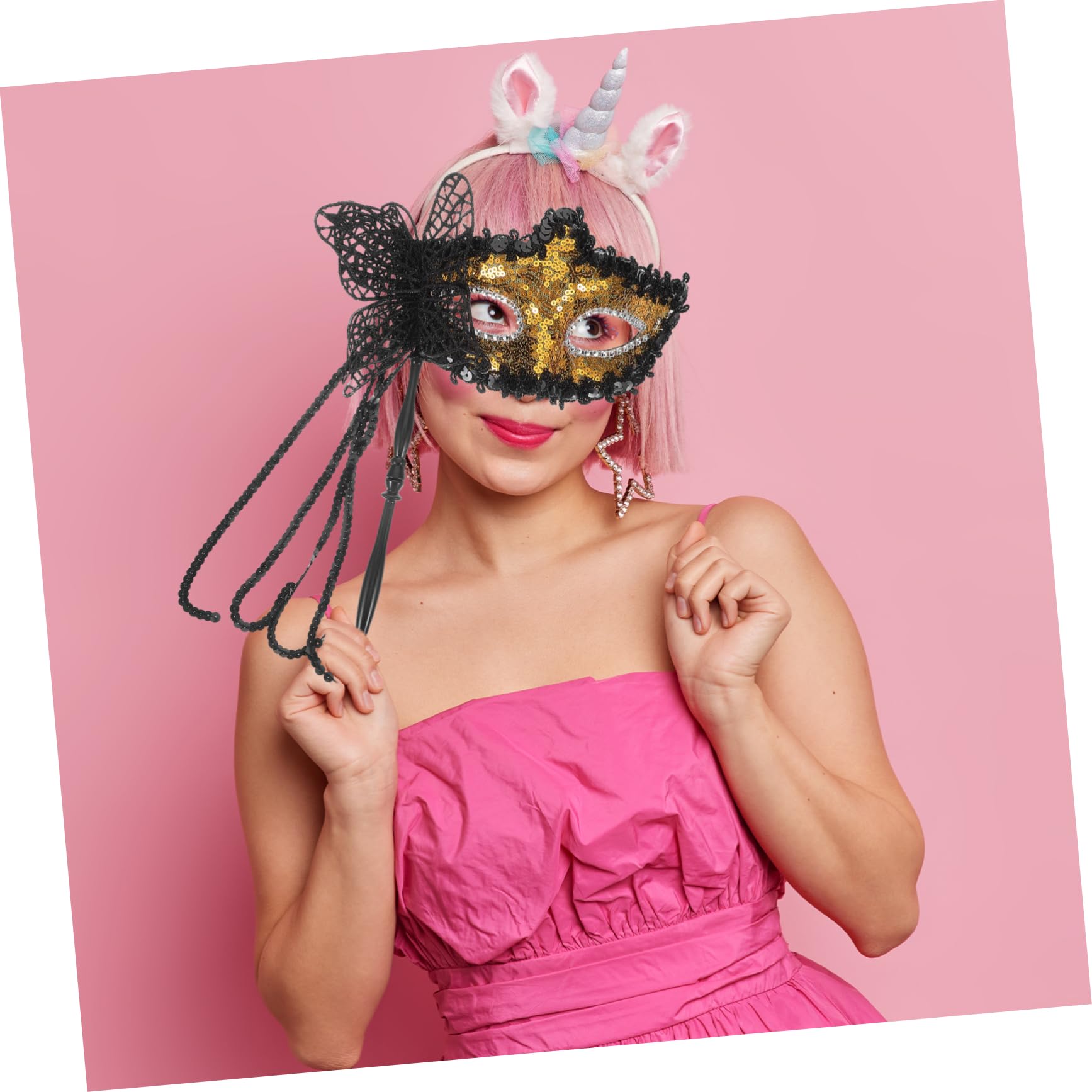 LIFKOME Maschera Per Le Maschera Per Feste Cosplay Maschera Da Ballo Per Donne Maschera Costume Maschera Mascherata Per La Festa Maschera Di Halloween Black Tessuto Non Tessuto