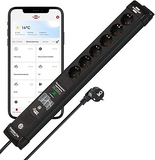 Brennenstuhl Connect Premium-Line WiFi Steckdosenleiste 6-Fach mit smartem Überspannungsschutz (kompatibel mit Amazon Alexa und Google Assistant, 2.4 GHz WiFi, kostenlose App, 1,8m, Made in Germany)