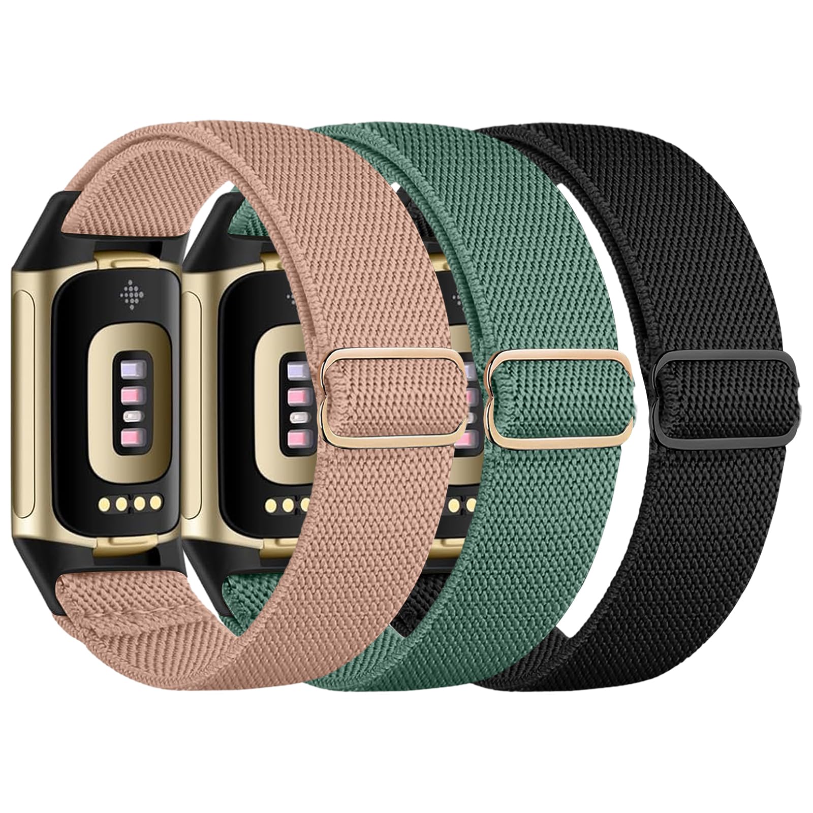 chinbersky Elastisches Armband Kompatibel mit Fitbit Charge 6 Armband/Fitbit Charge 5 Armband, Verstellbares Nylon Stoff Dehnbare Atmungsaktiv Sport Band für Fitbit Charge 6/Charge 5 Damen Herren
