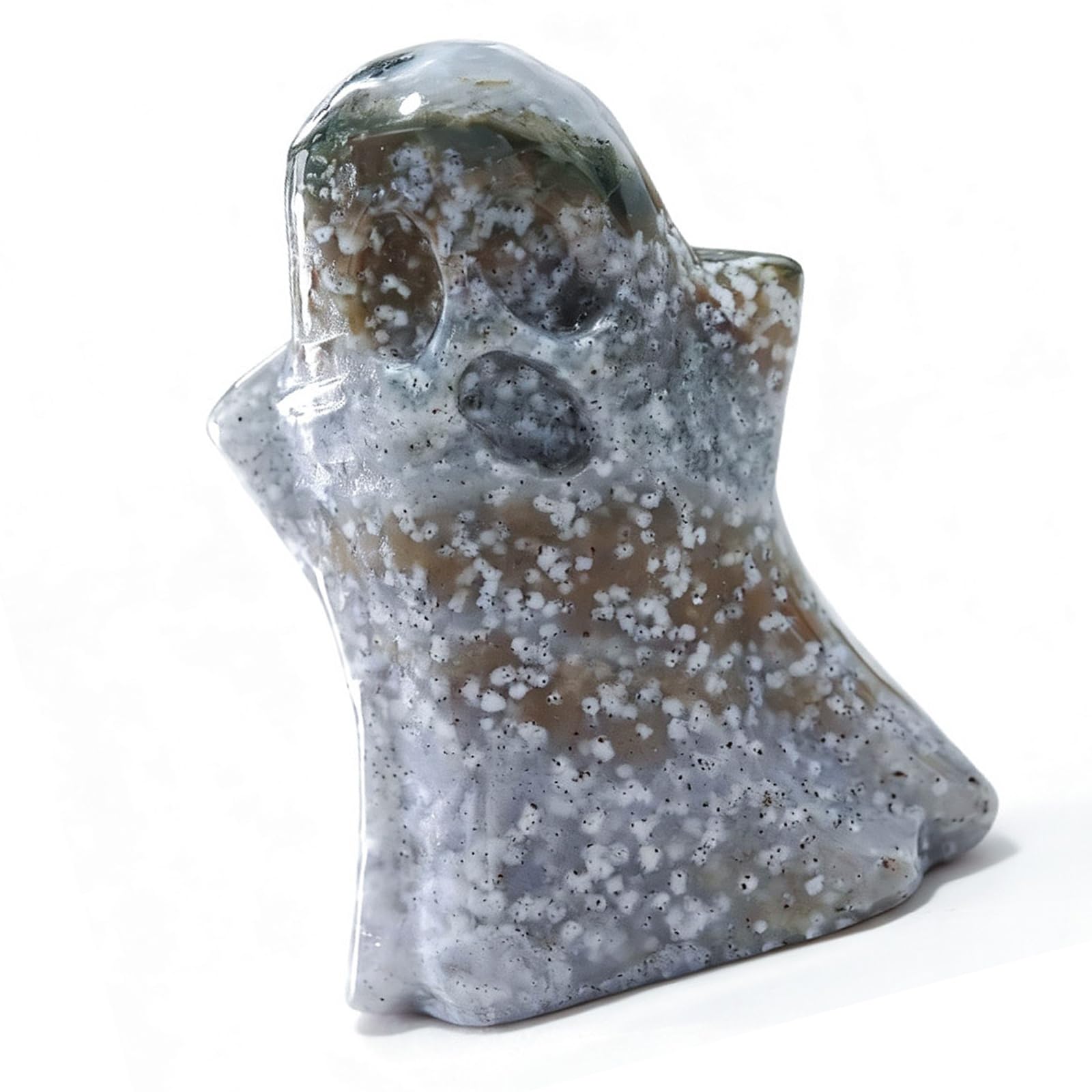 Hredyqw Crystal Ghostly Statue Hand Carved Natural Gemstones Ghostly Figurine Collection for Hallowmas Carnivals Home